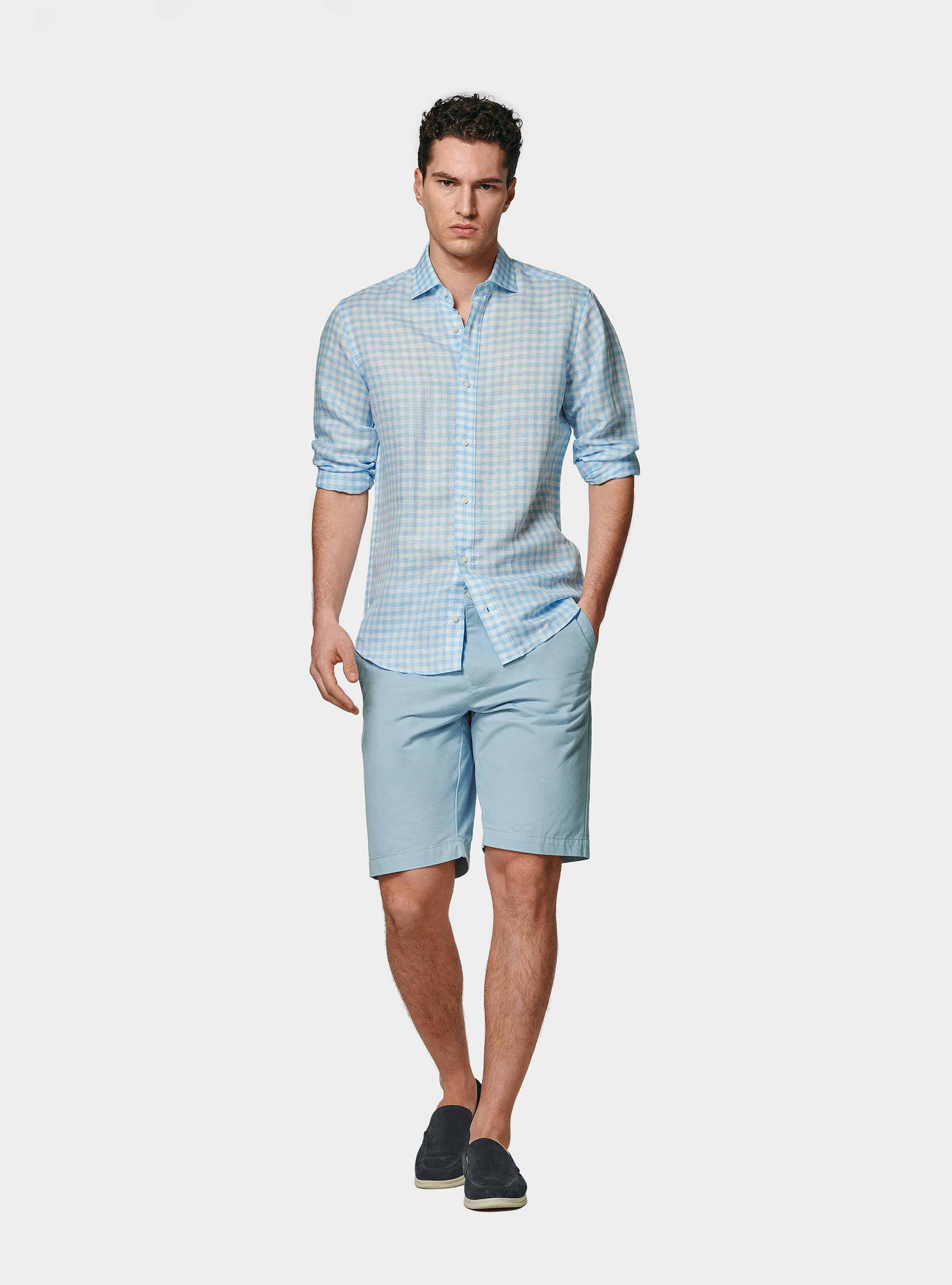Bermuda en sergé de coton, BLEU CIEL