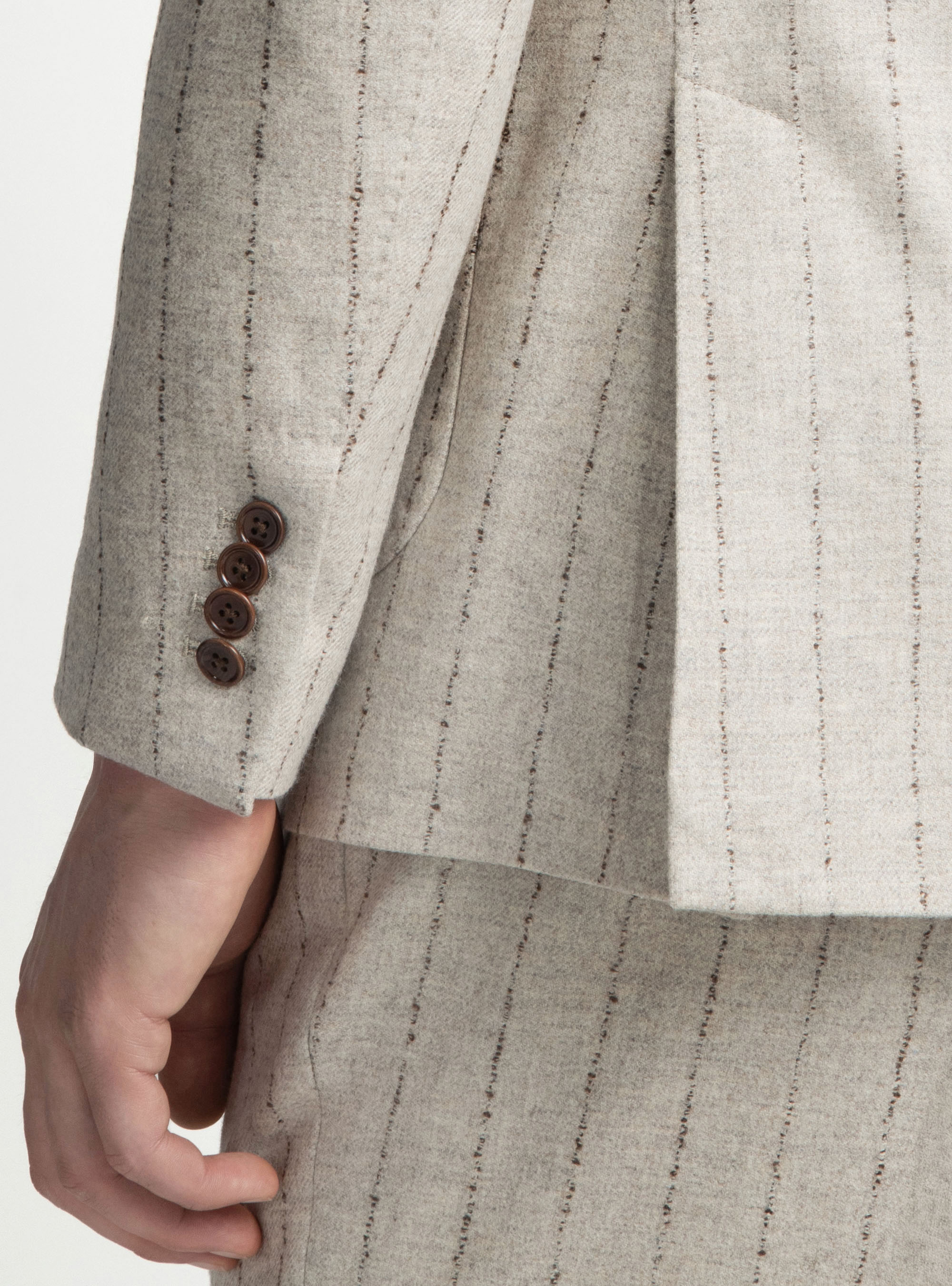 Pinstripe suit blazer in cashmere wool, ECRU