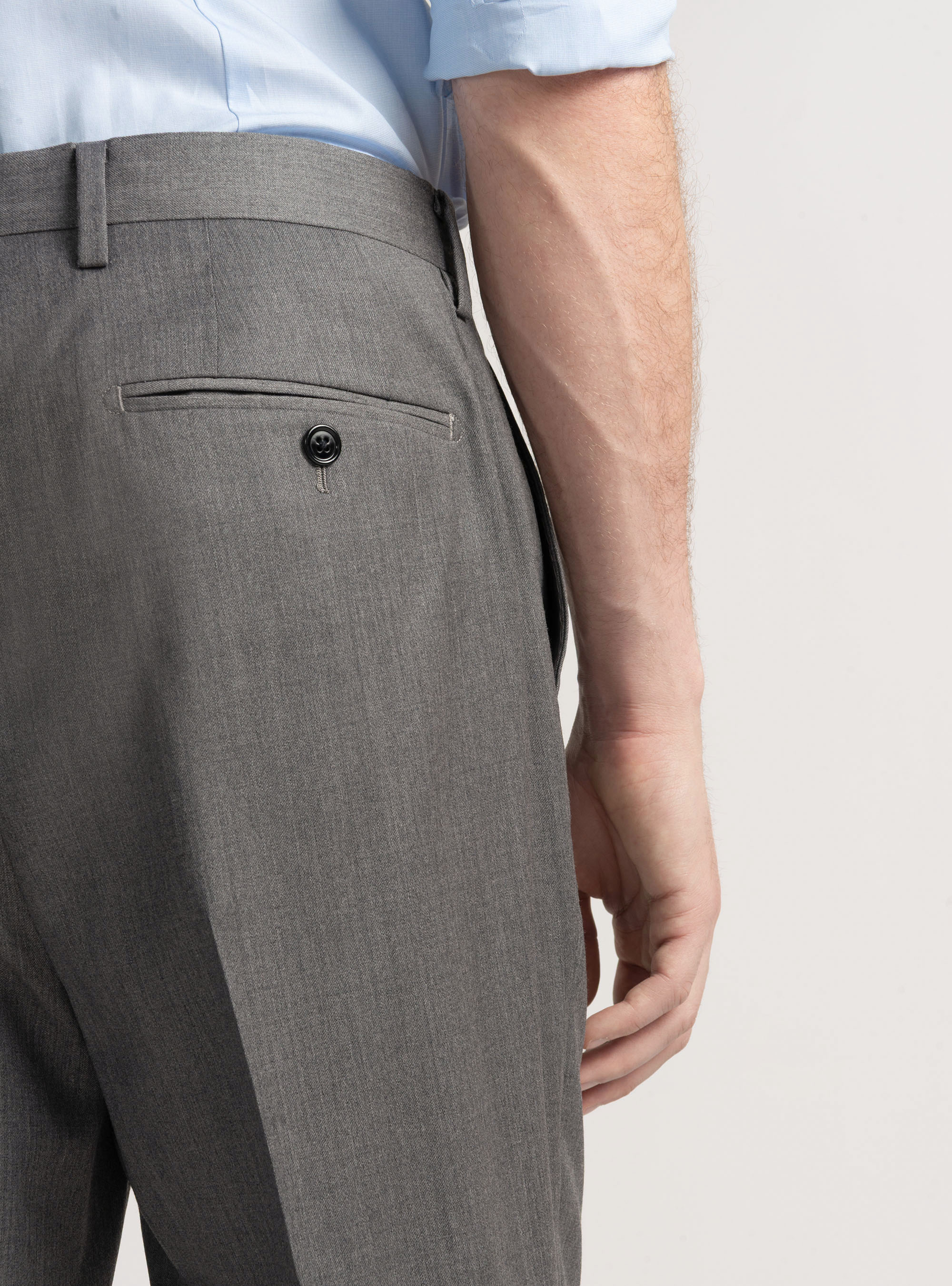 Trousers with pleats for double-breasted suit in superfine 110's Reda wool, GREY