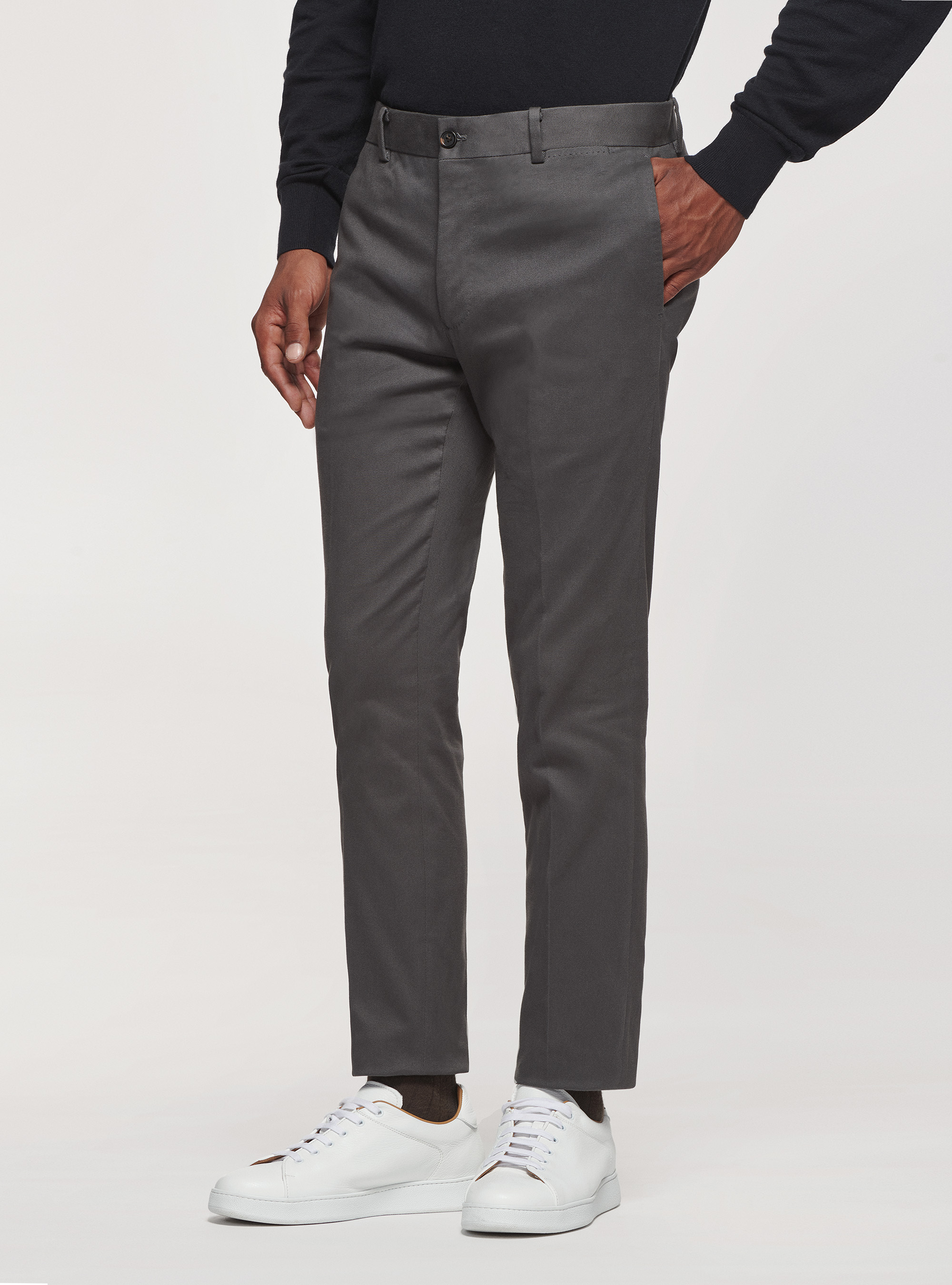 Pantaloni in cotone smerigliato, ASFALTO