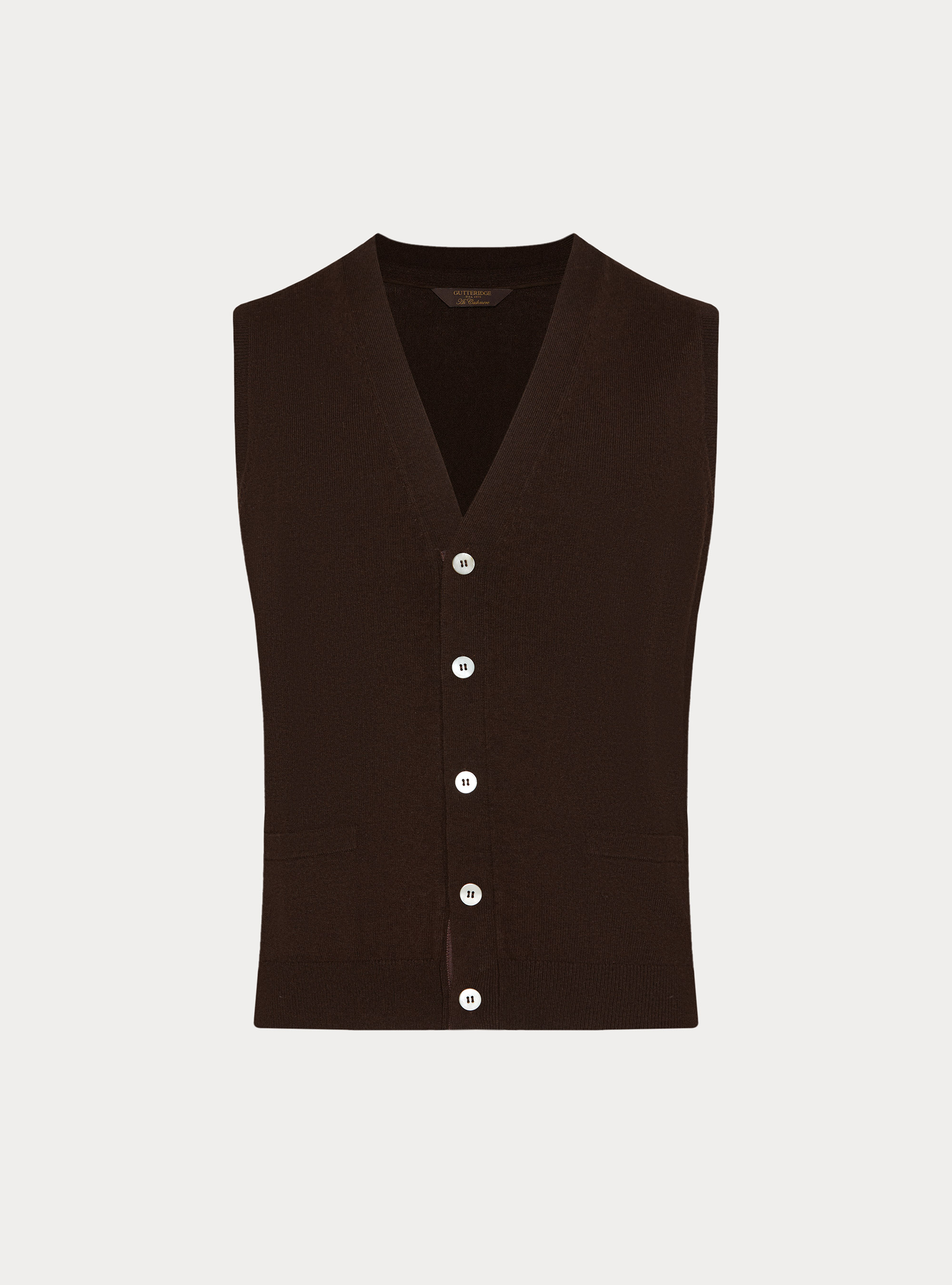 Lambswool and cashmere knit vest, BROWN