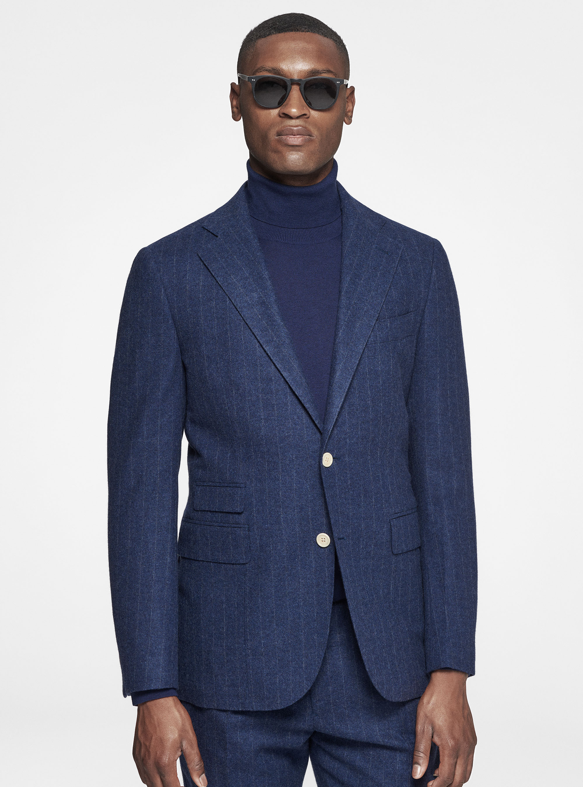 Pinstripe flannel blazer, INK