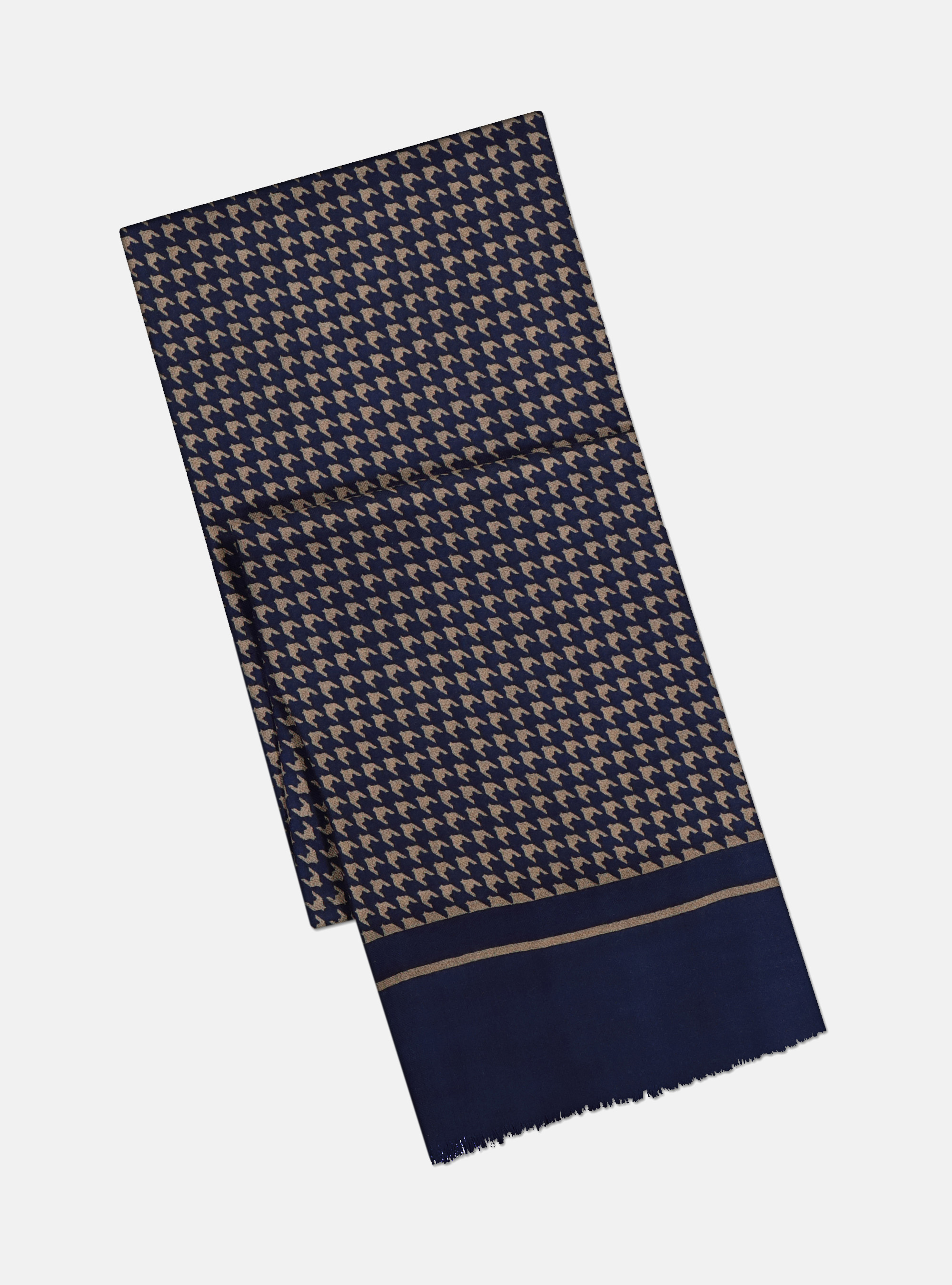 &Eacute;charpe en laine  avec motif pied de poule, BLEU MARINE