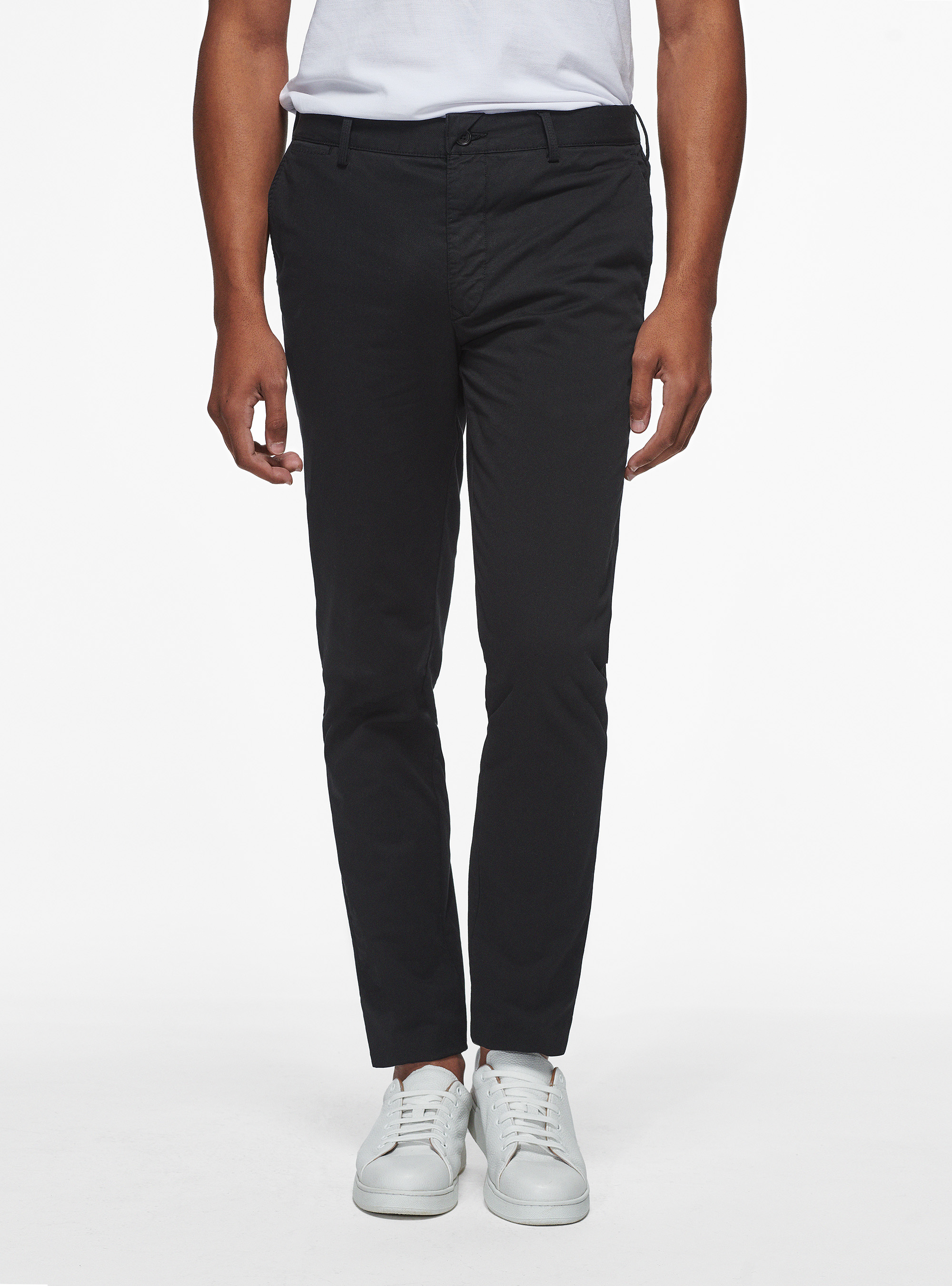 Gutteridge - Pantaloni slim fit in twill stretch, Unisex, Nero, Taglia: 48