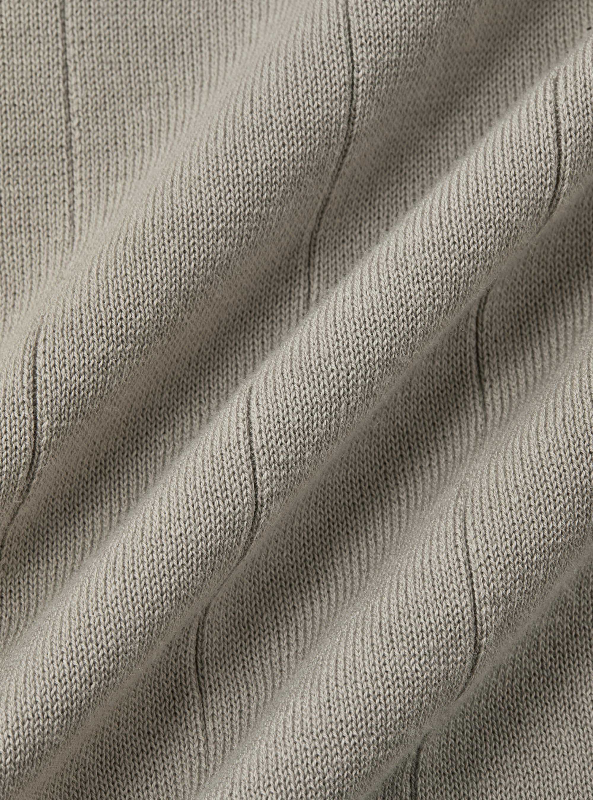 Long-sleeved knit polo shirt, SAND