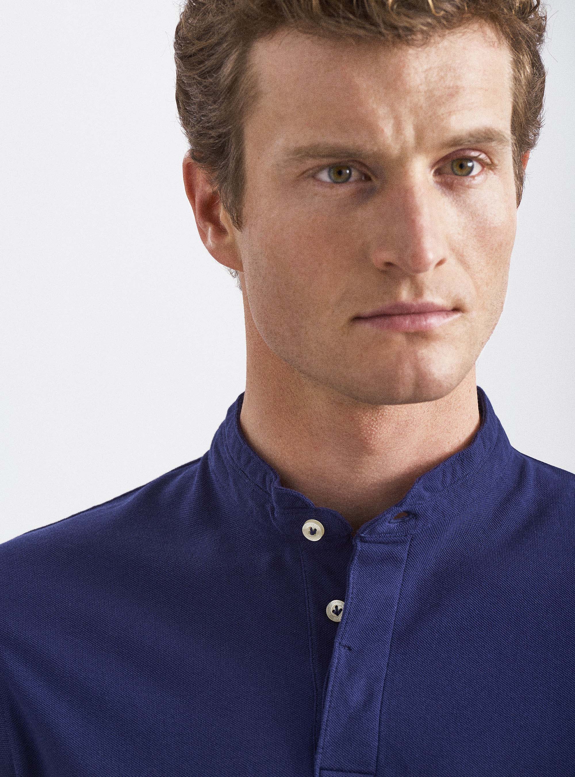 Korean neck polo 100% cotton, BLUE