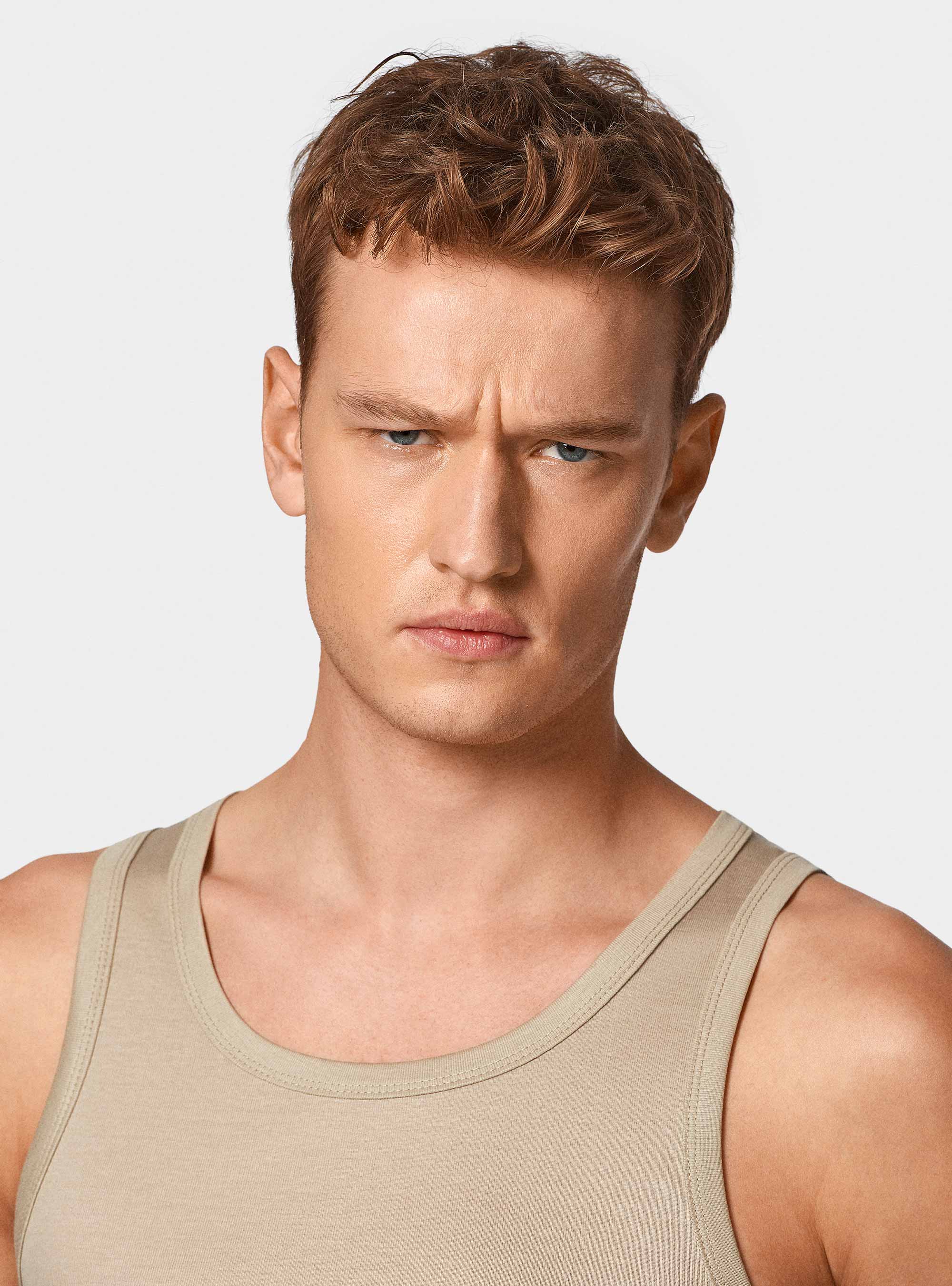 Cotton thread tank top, SAND