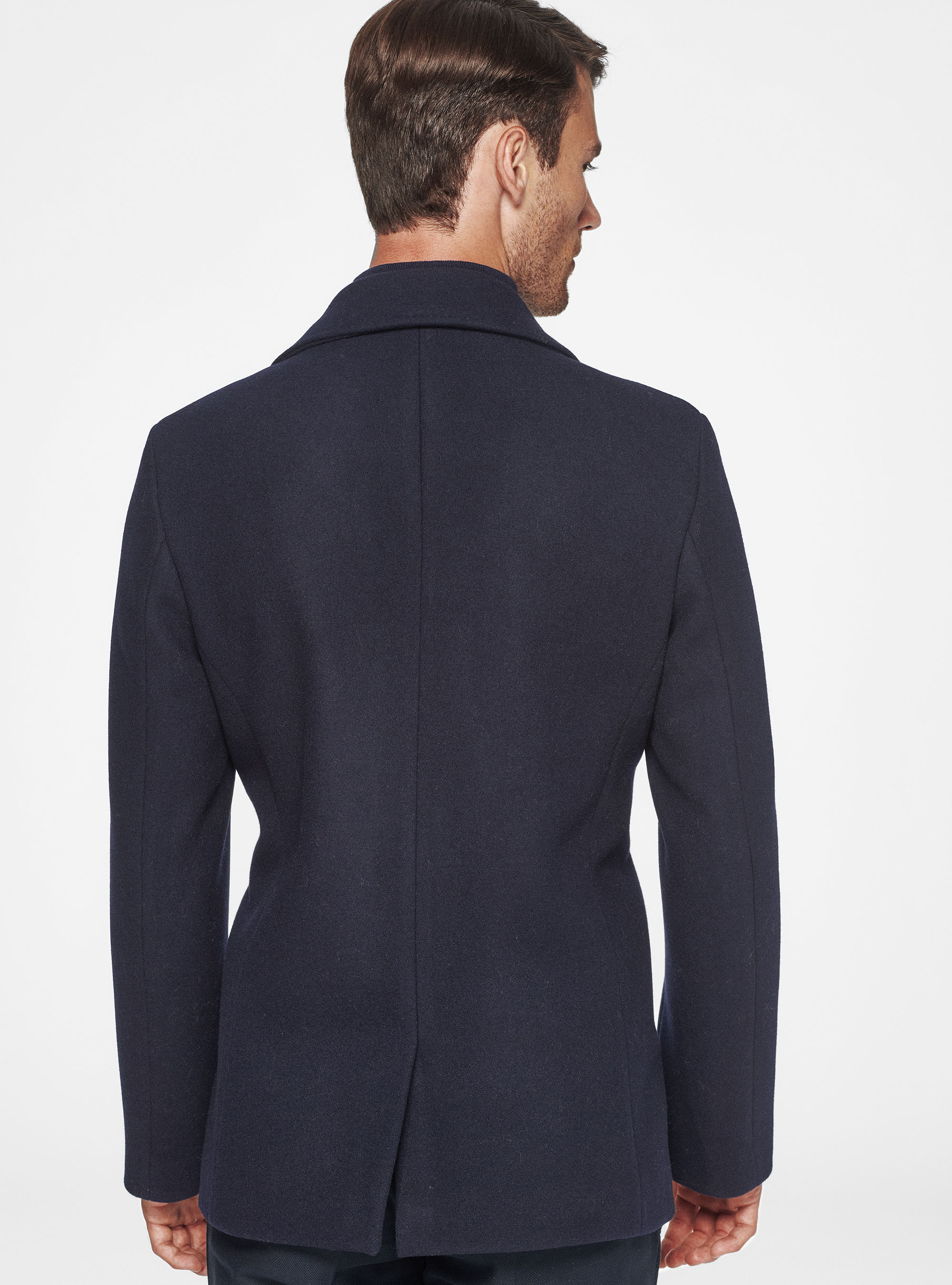 Chaquetón en mezcla de lana, AZUL MARINO