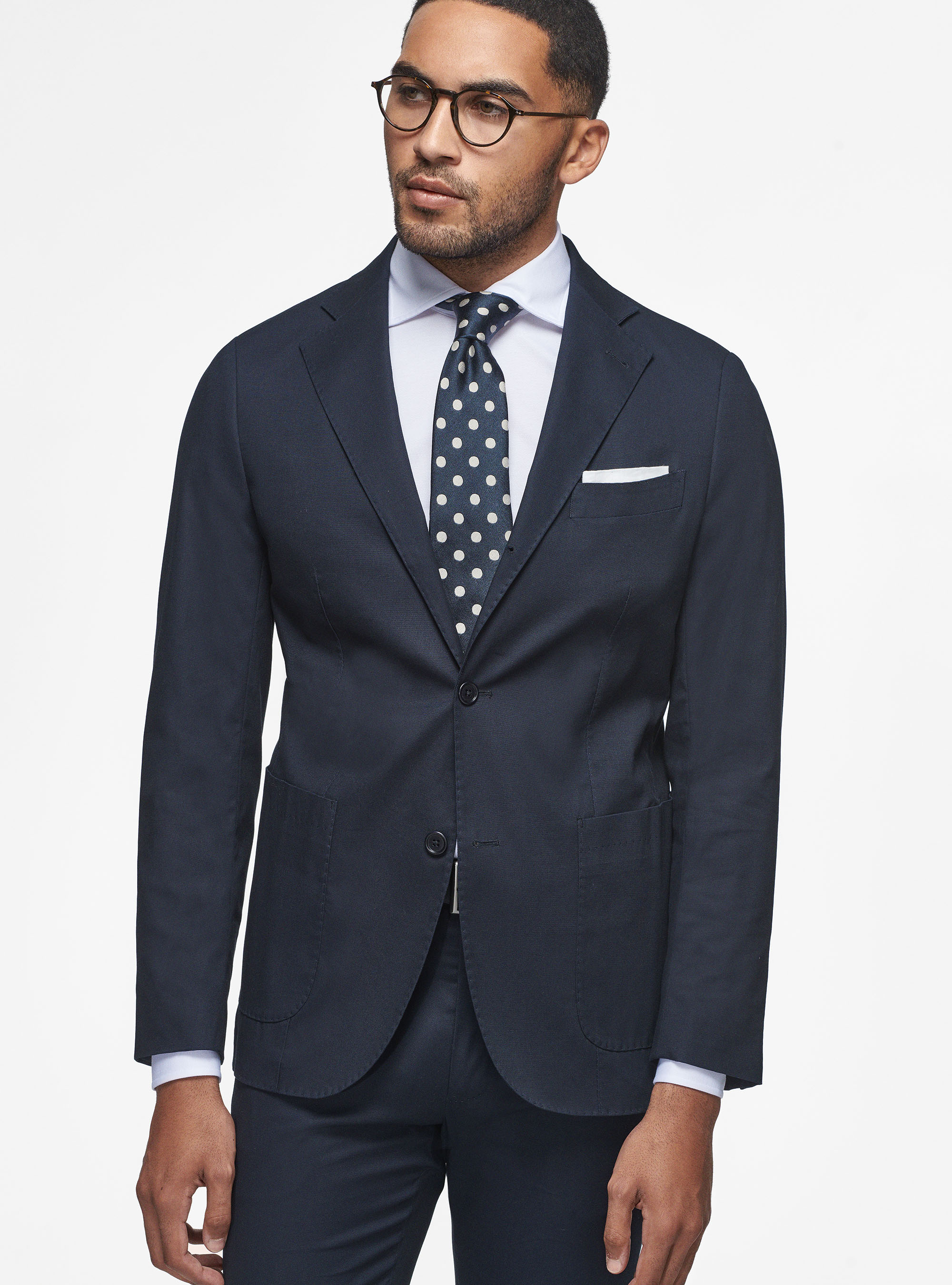 Giacca in puro cotone armaturato, BLU NAVY