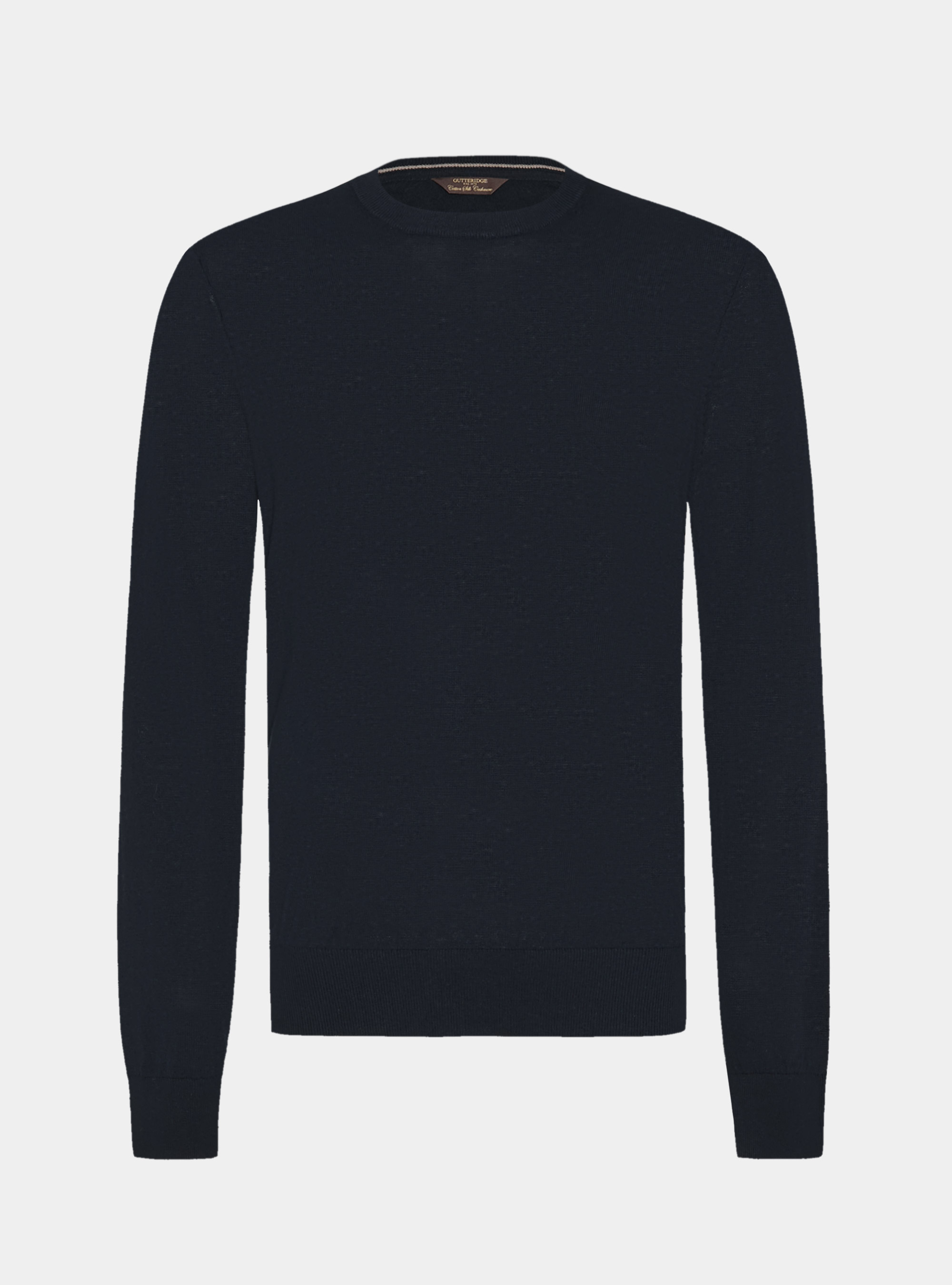 Maglia girocollo in cotone seta e cashmere, BLU NAVY
