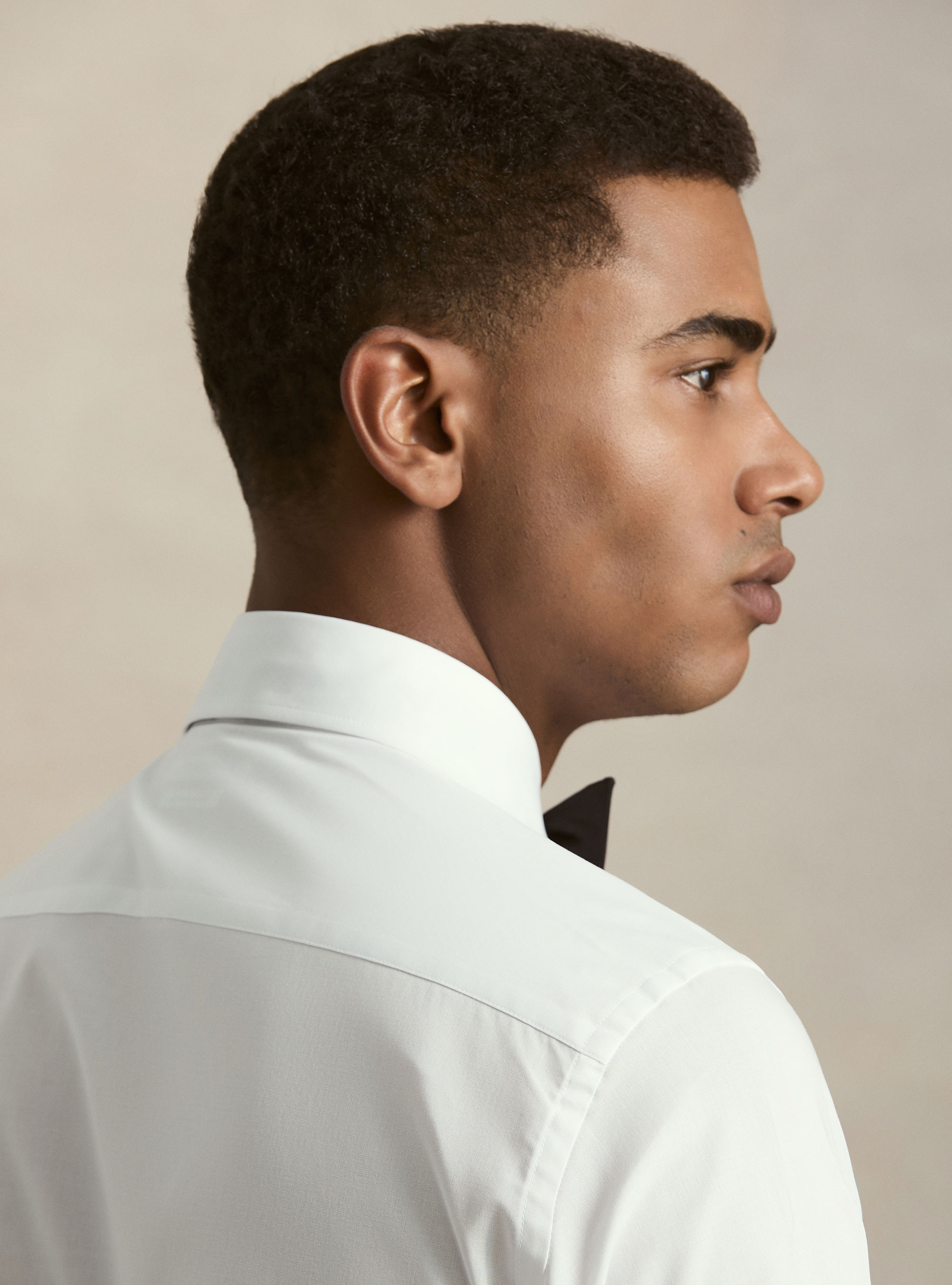Camisa de esmoquin de popel&iacute;n con pu&ntilde;o doble para gemelos, BLANCO