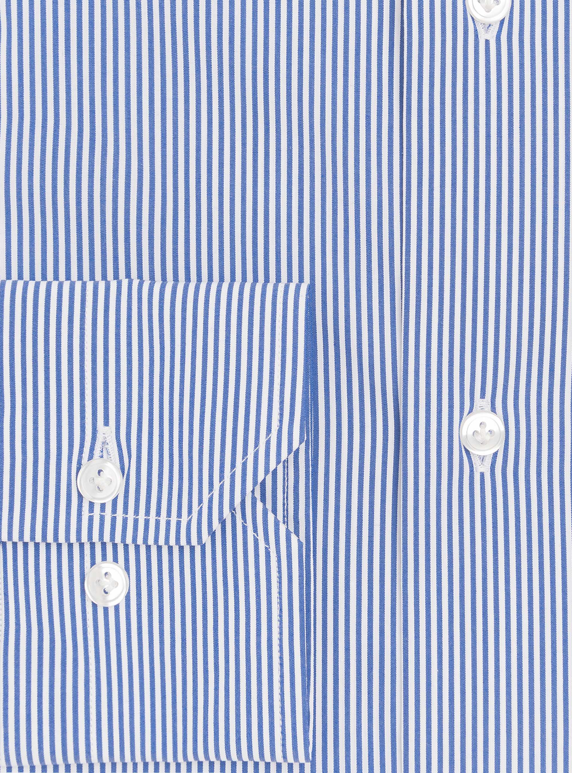 Camicia slim fit in popeline stretch rigato, BLU