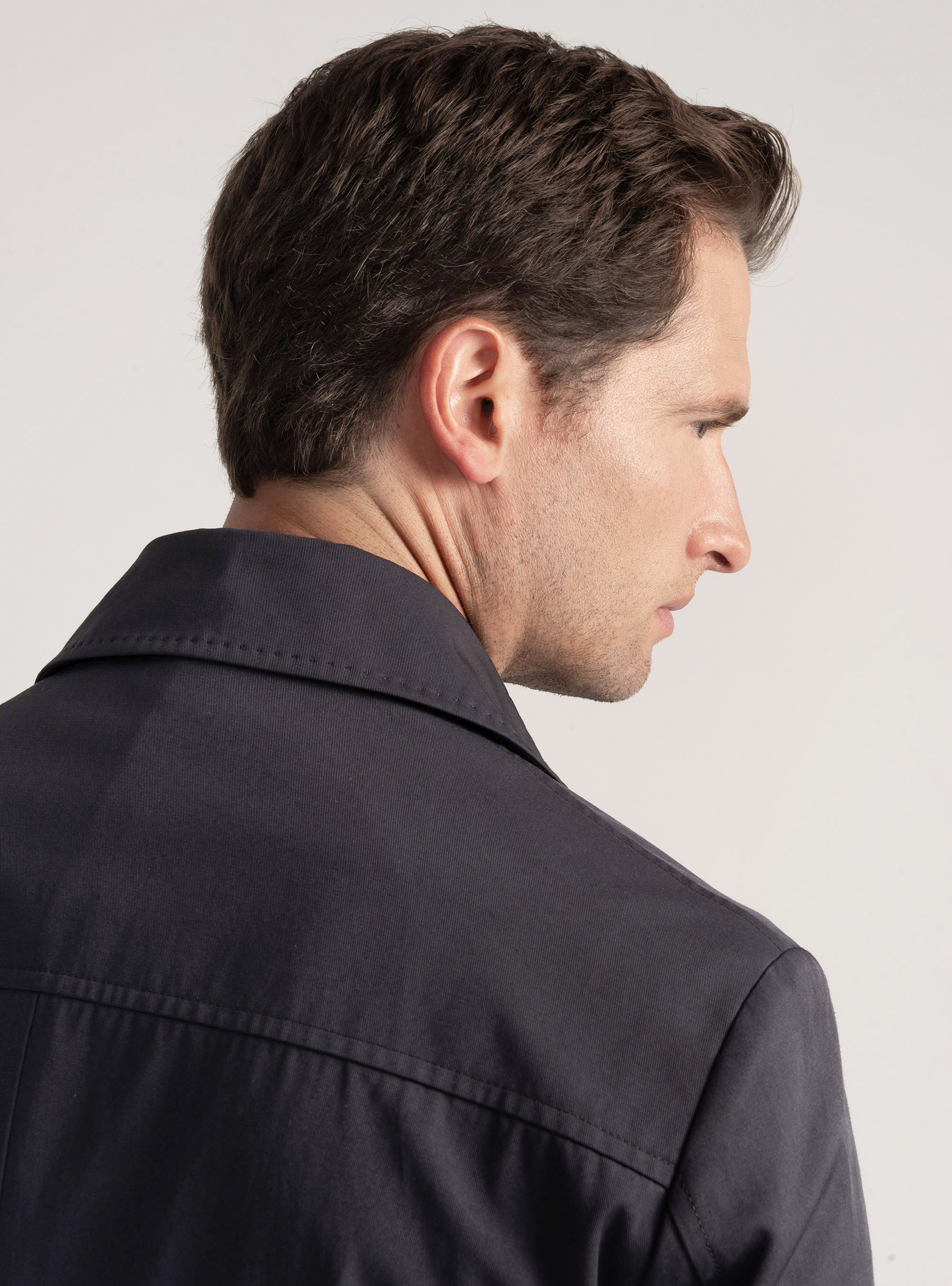 Cotton twill trench coat, NAVY BLUE