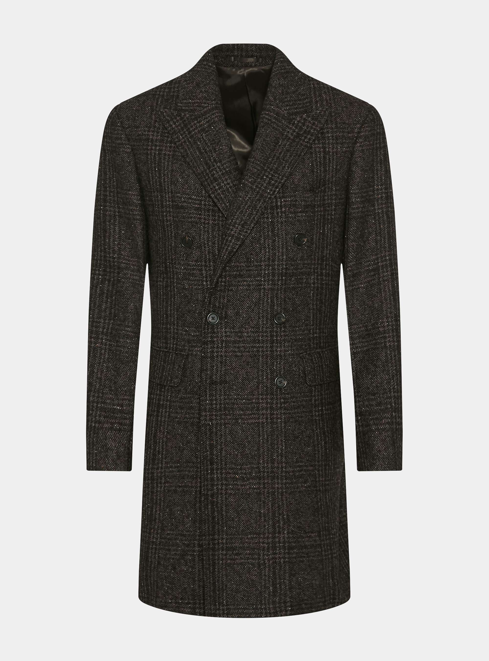 Fancy double-breasted coat in cashmere blend, BROWN