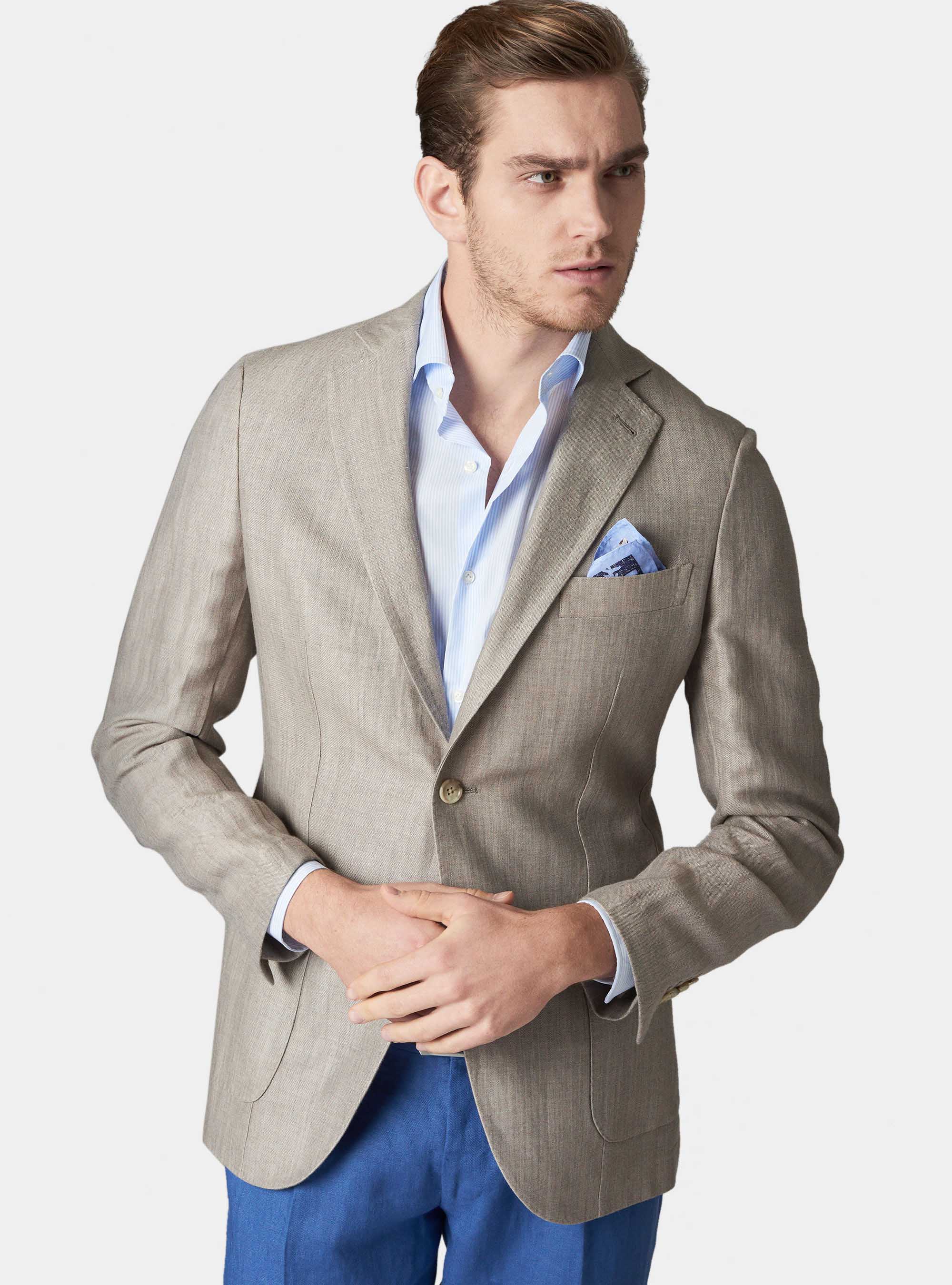 Giacca in misto lino delavè, ECRU