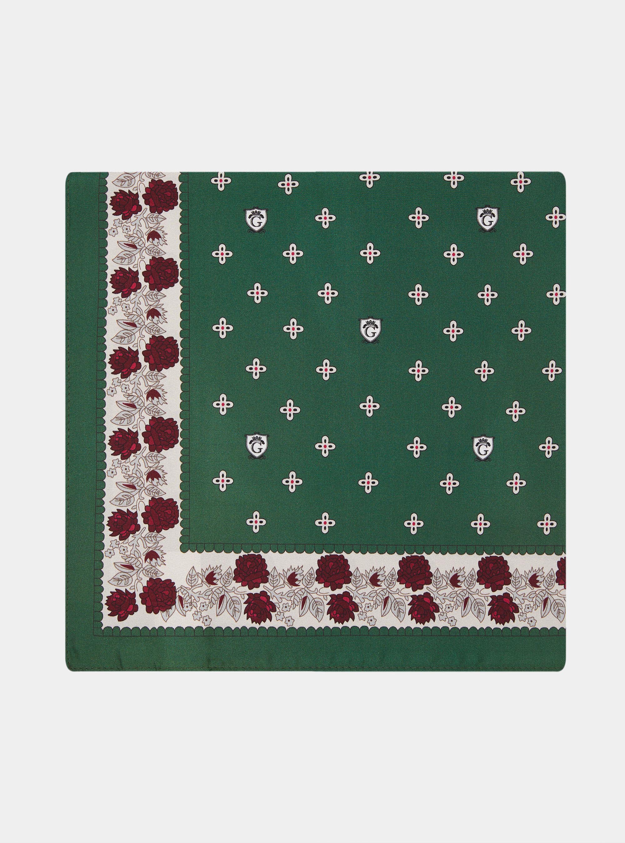 Foulard in seta stampa floreale, VERDE