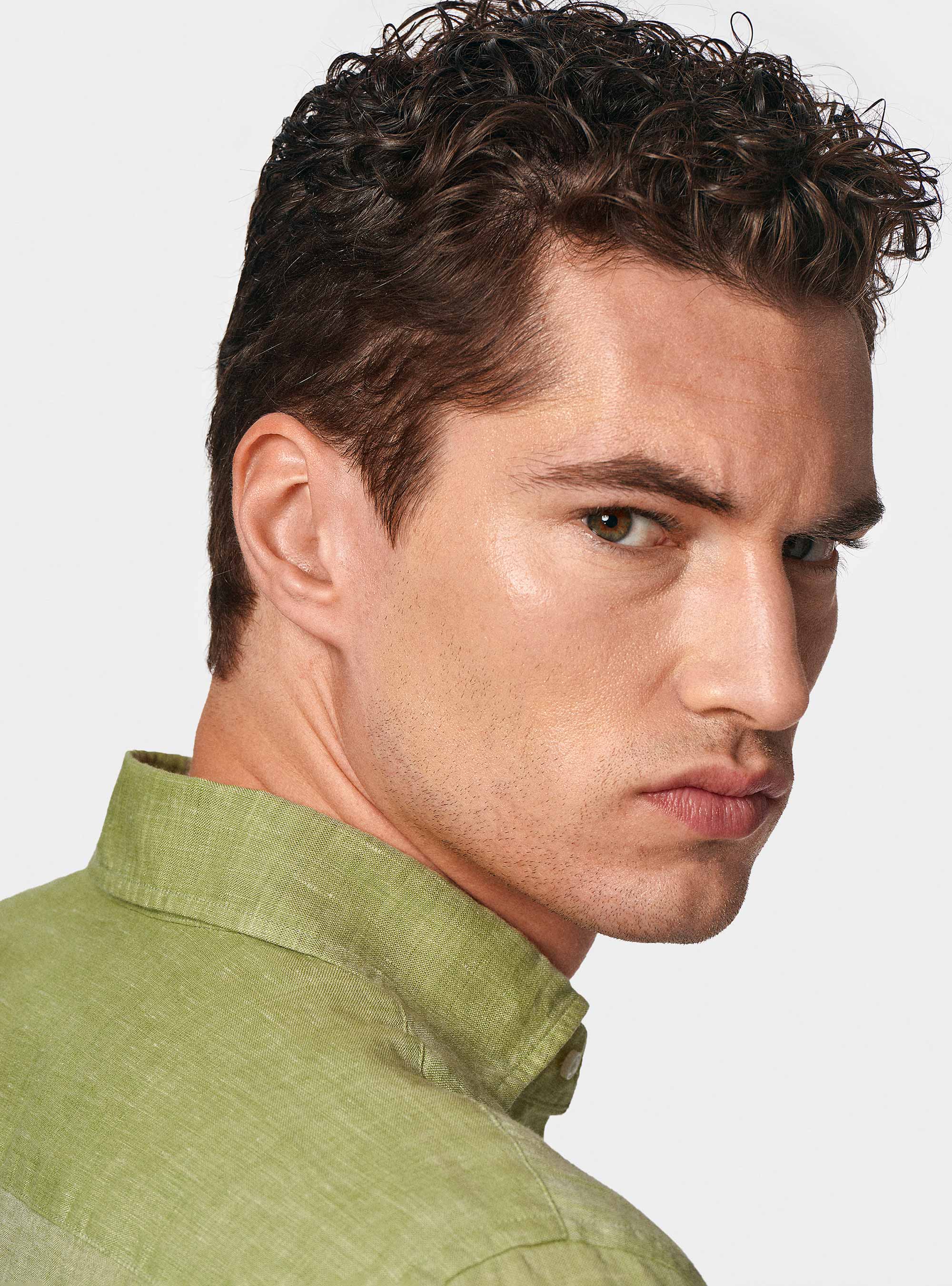 Camicia in puro lino, VERDE PISTACCHIO 0616C