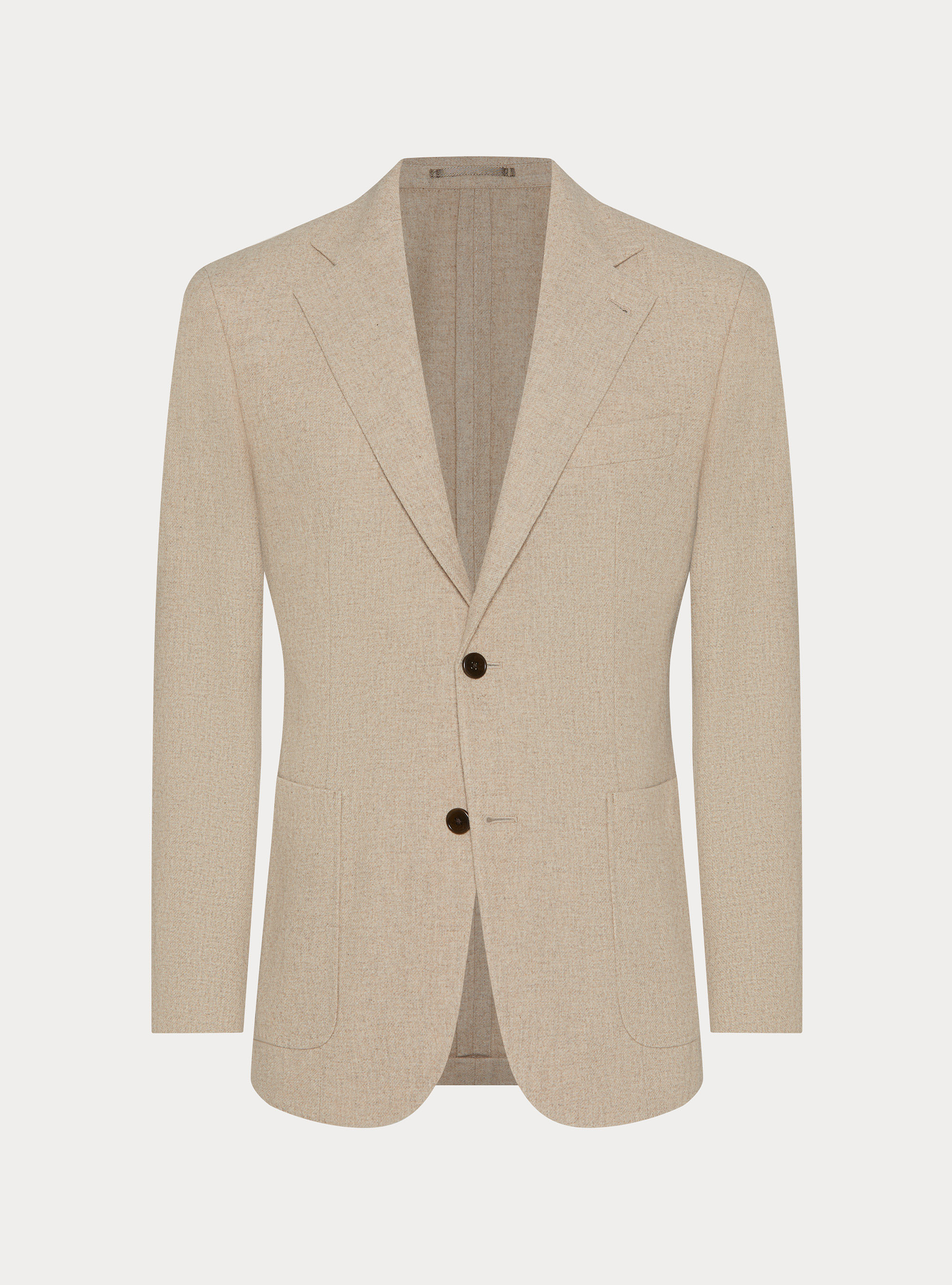 Veste droite en flanelle de laine m&eacute;lang&eacute;e, SABLE