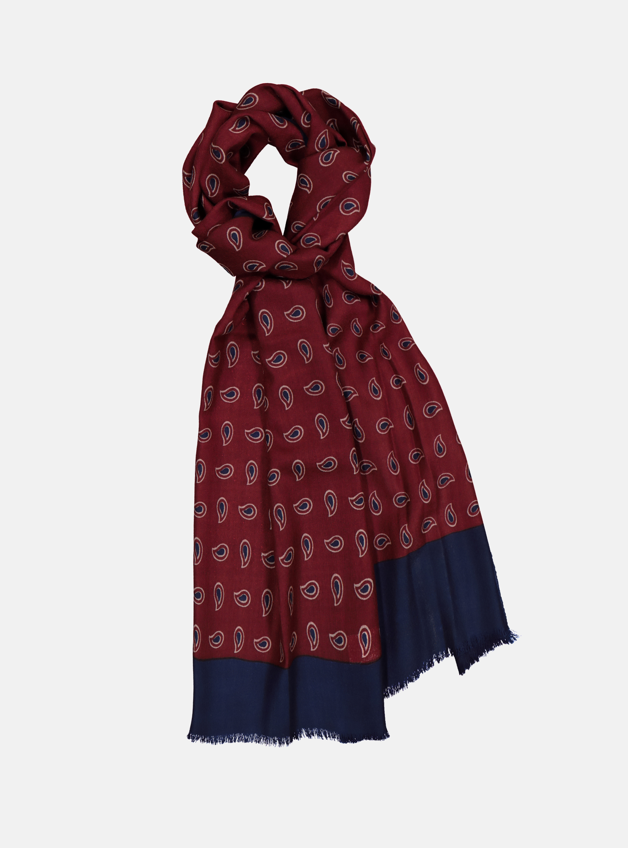 PAISLEY WOOL SCARF, BORDEAUX