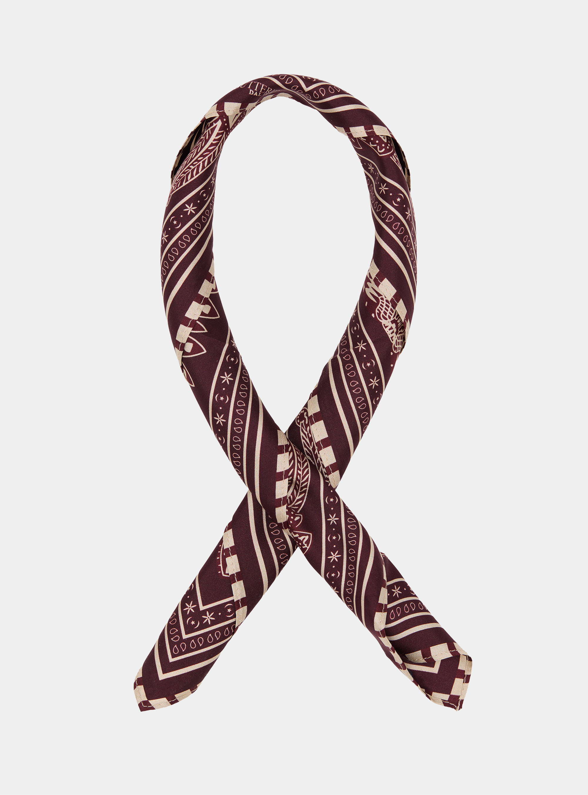Bandana print silk foulard, BORDEAUX