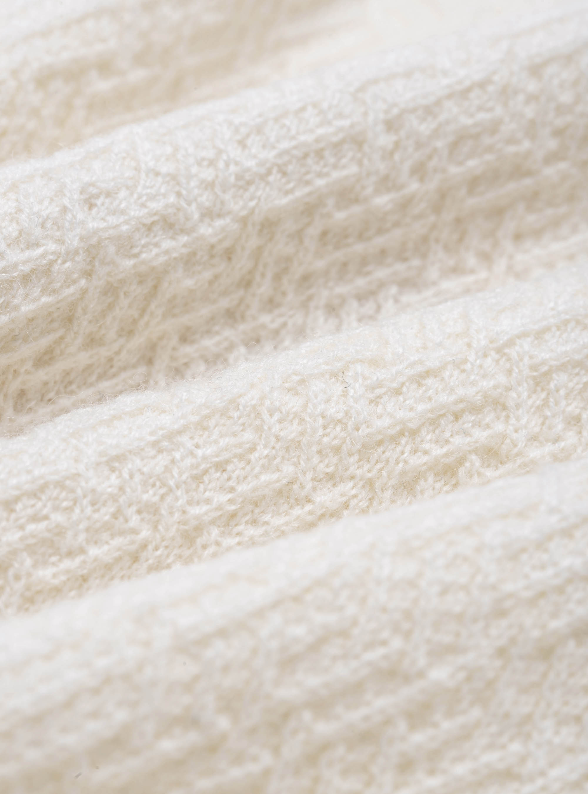 Cuello alto de mezcla de lana texturizada, BLANCO