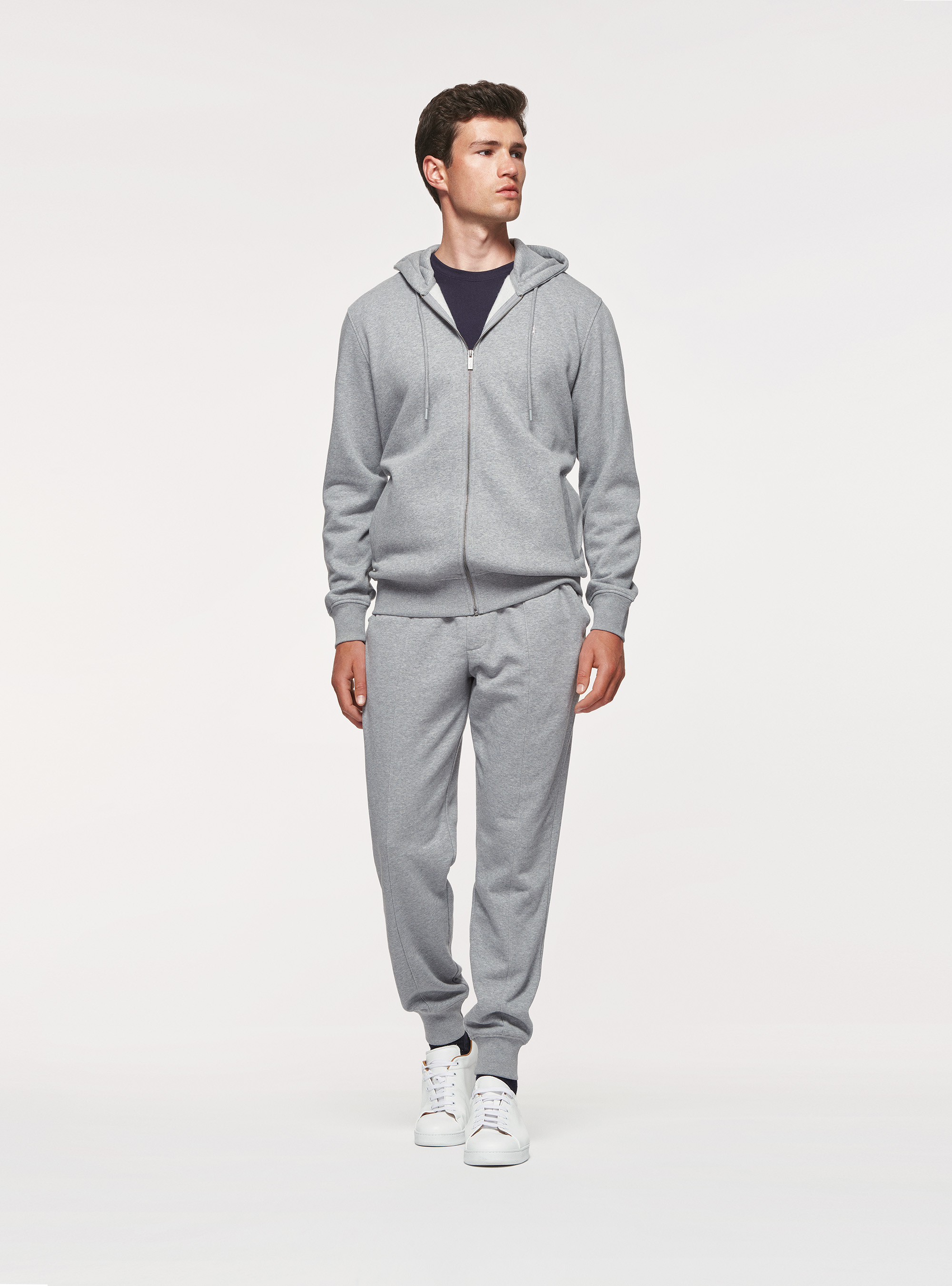 Cardigan in felpa con cappuccio, GRIGIO CHIARO MELANGE