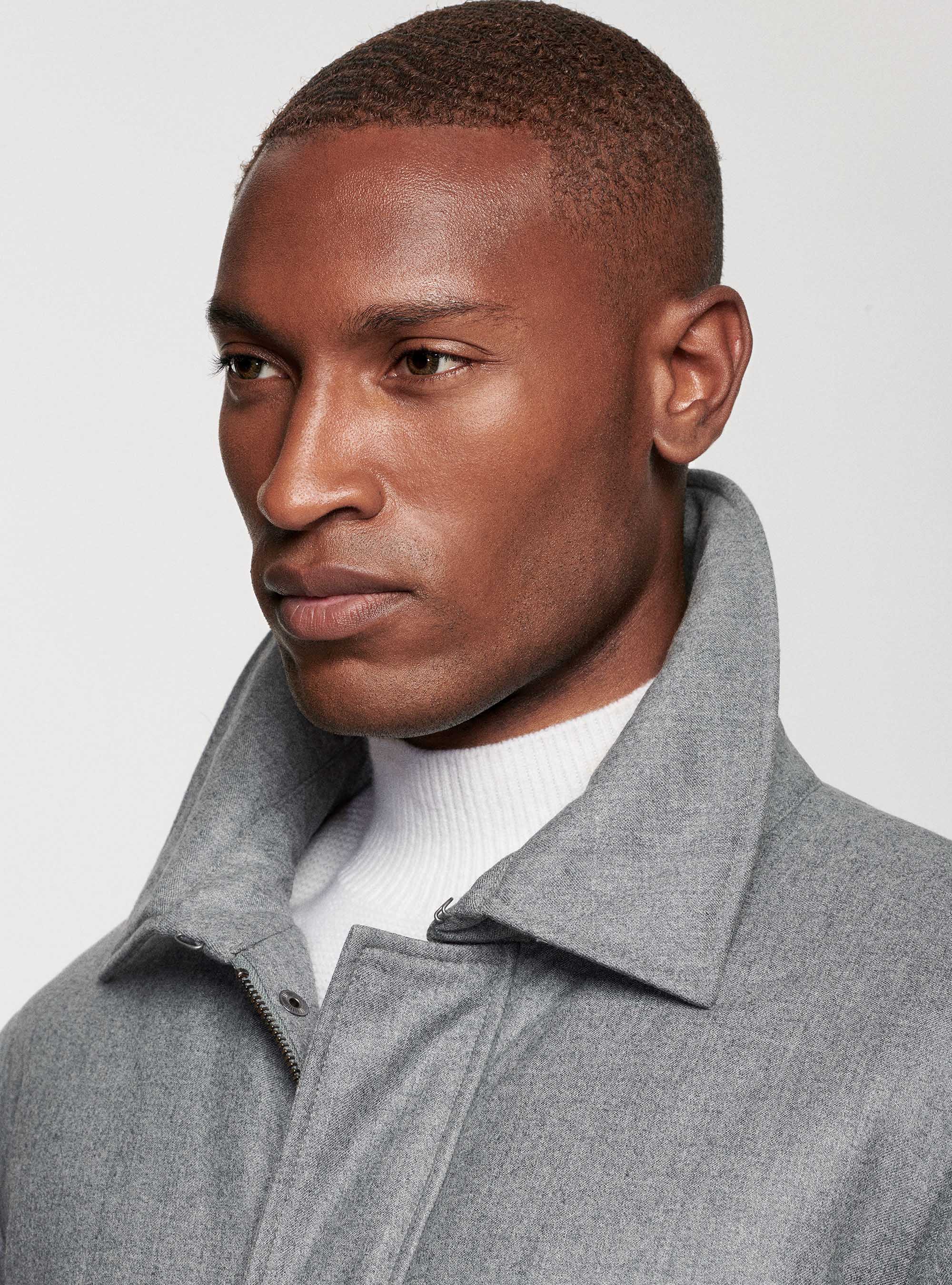 Bomber in flanella, GRIGIO CHIARO MELANGE