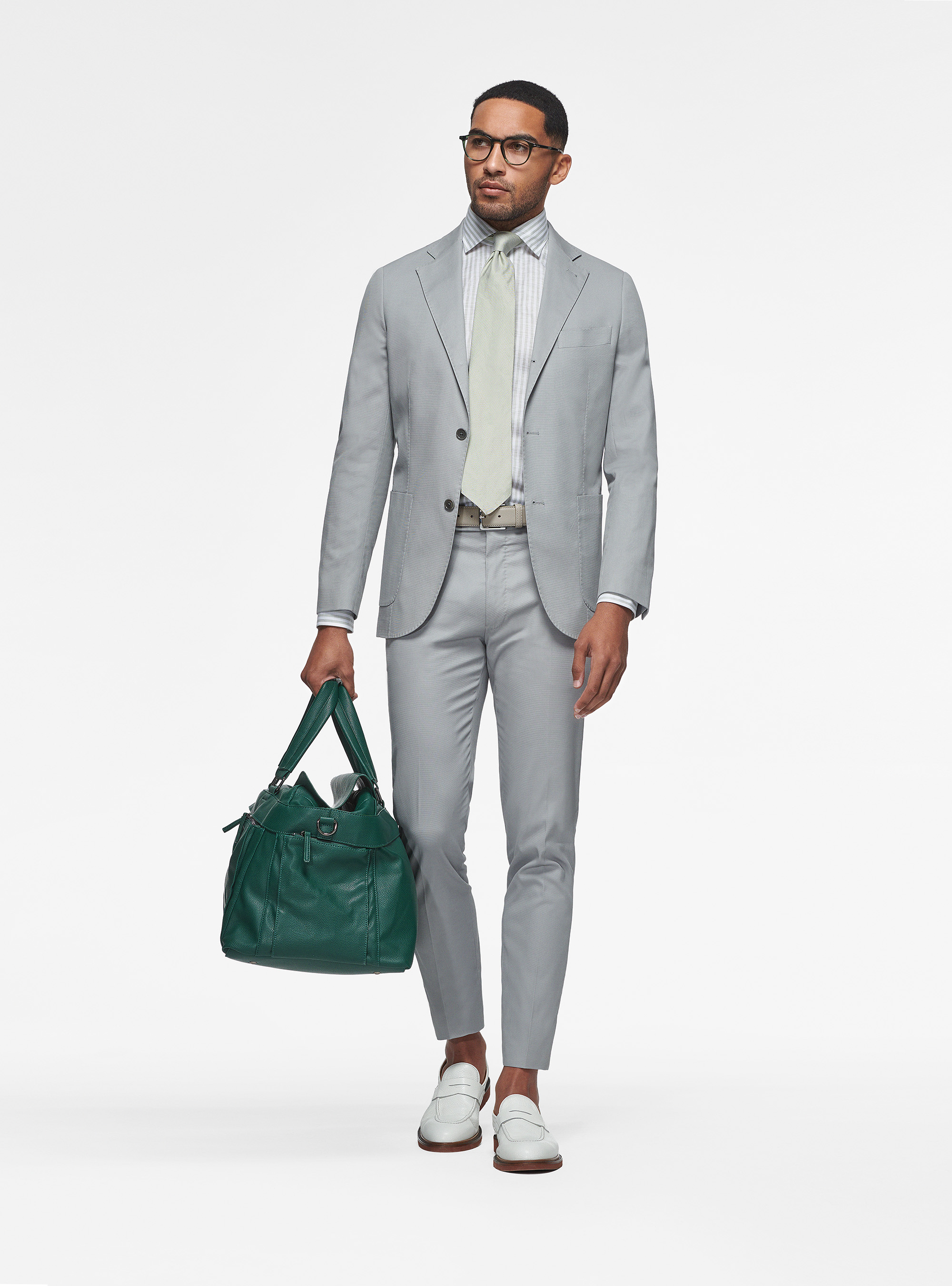 Abito grigio chiaro in puro cotone, 