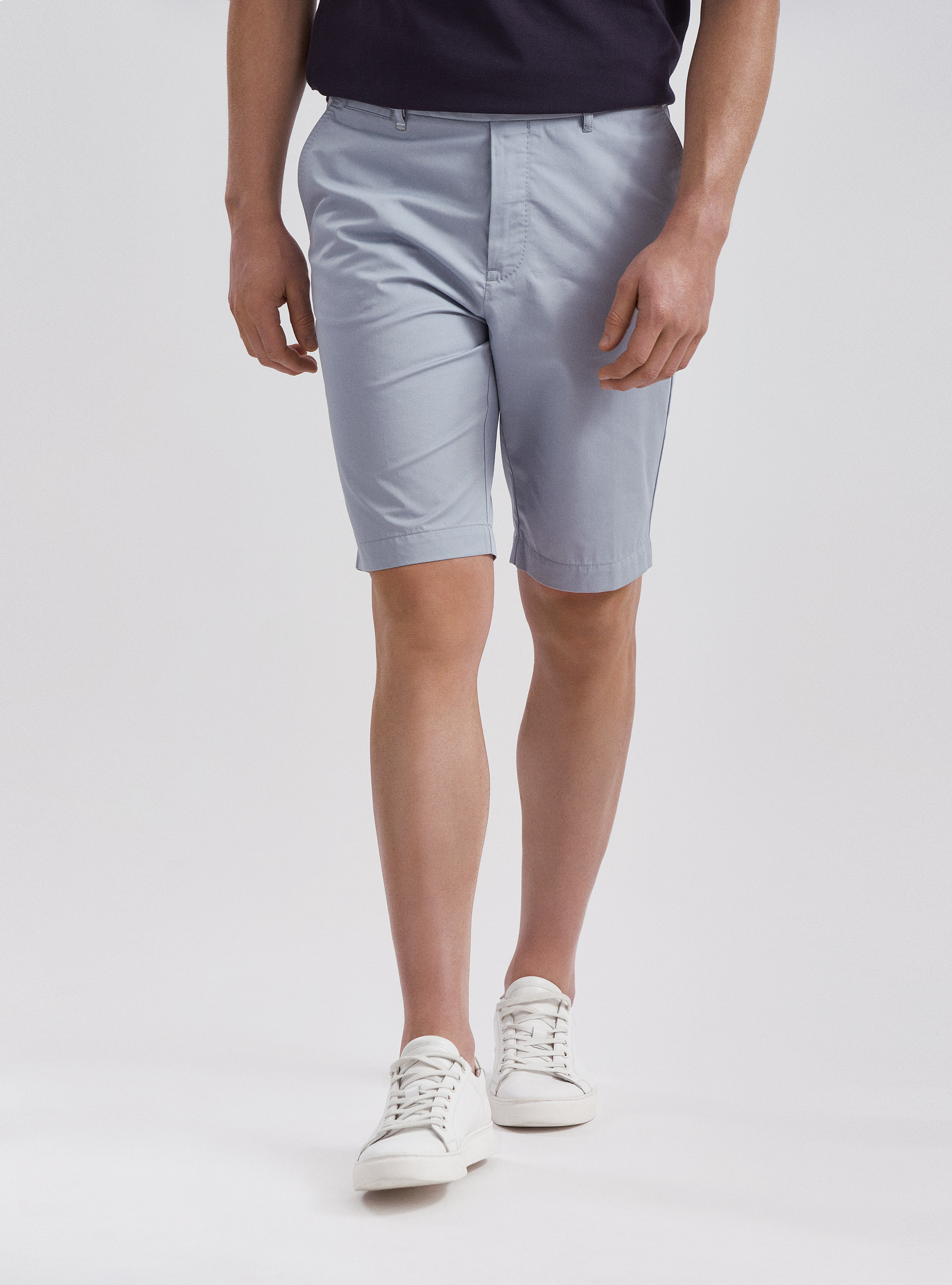 Bermuda in twill di cotone leggero, AZZURRO