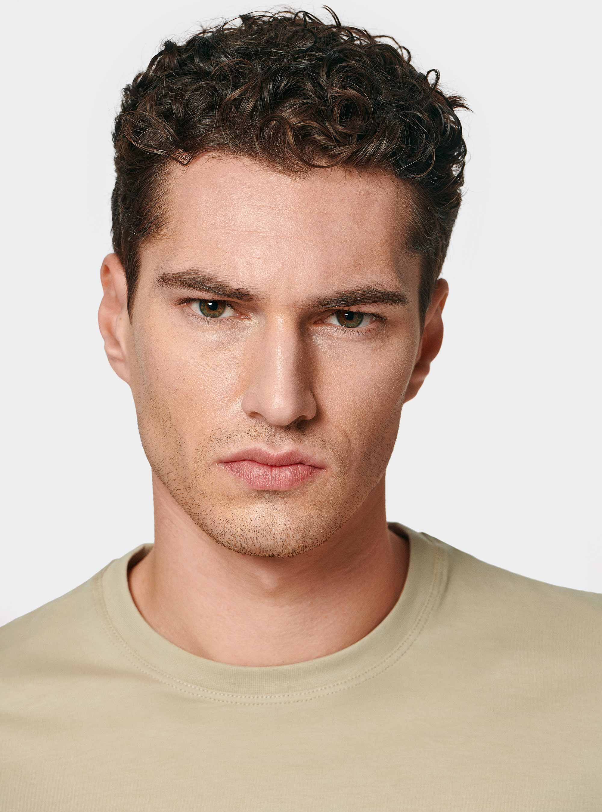 T-shirt mezza manica in cotone Supima, SABBIA