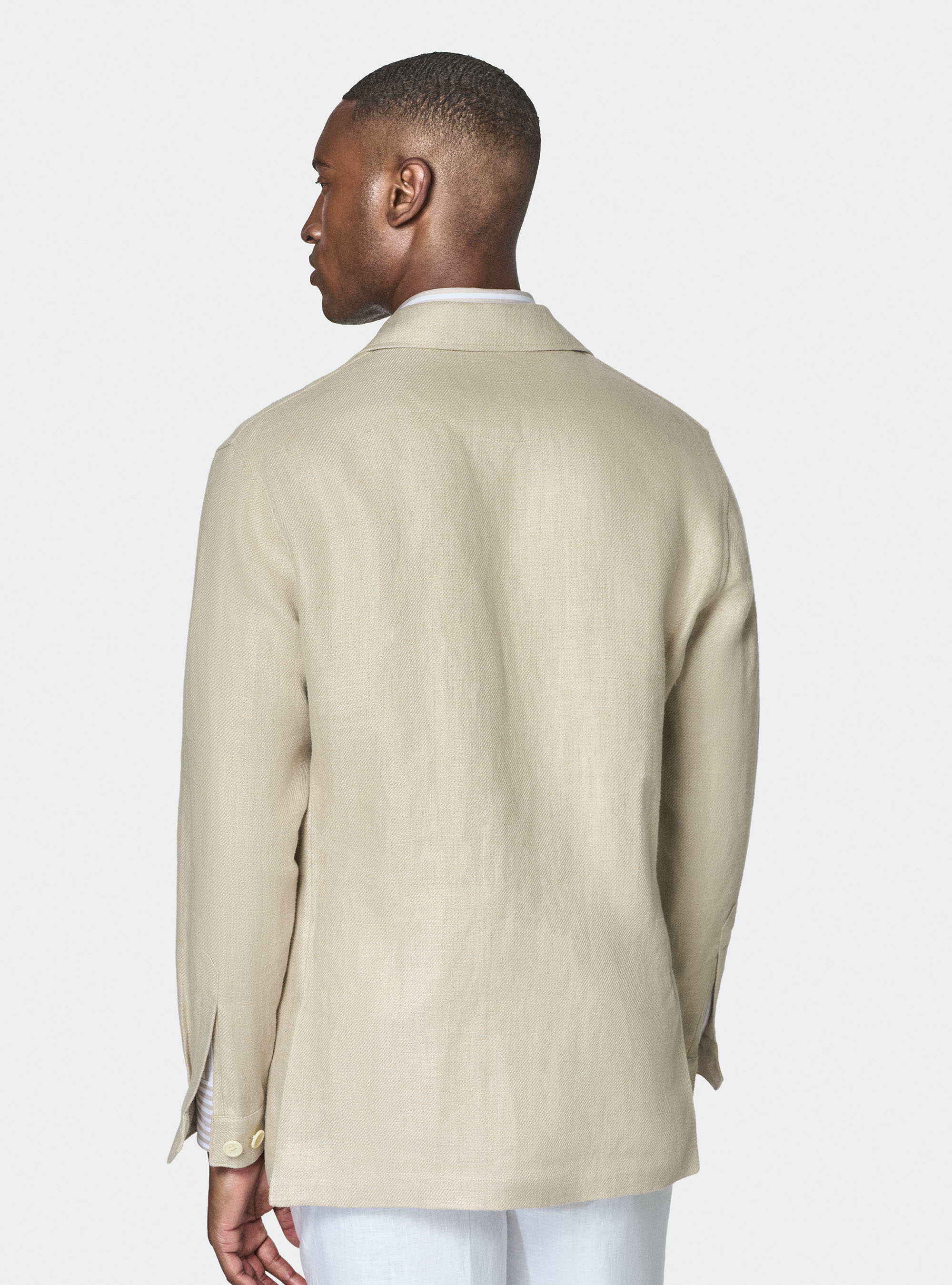 Giacca camicia in twill di lino, SABBIA