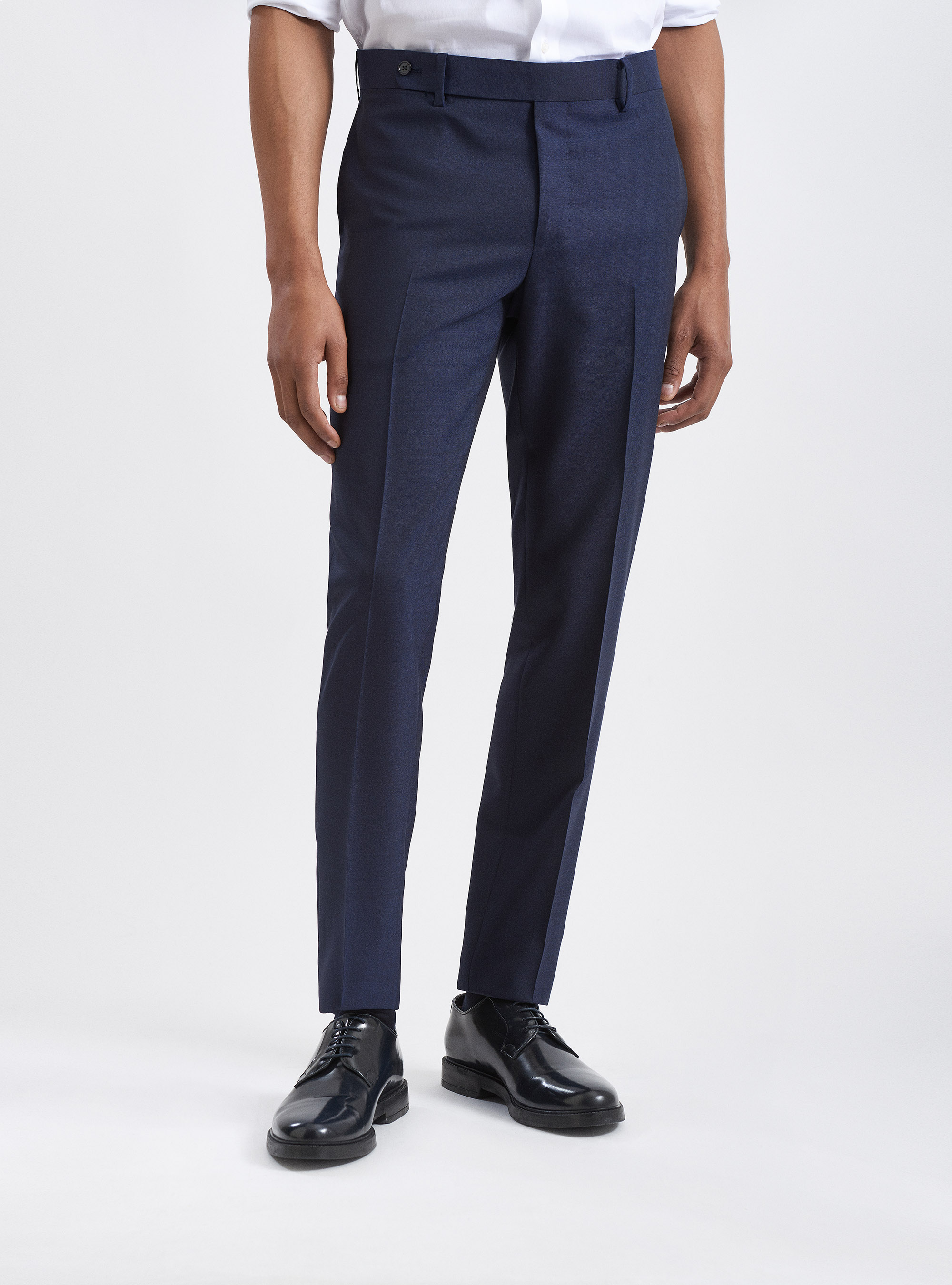 Pantaloni per abito in pura lana tessuti Vitale Barberis Canonico, BLU NAVY