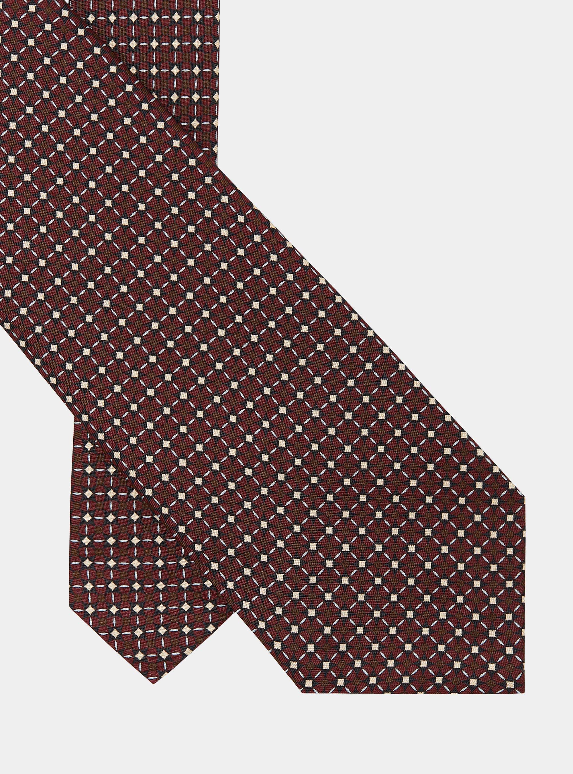 Micro pattern silk tie, BORDEAUX