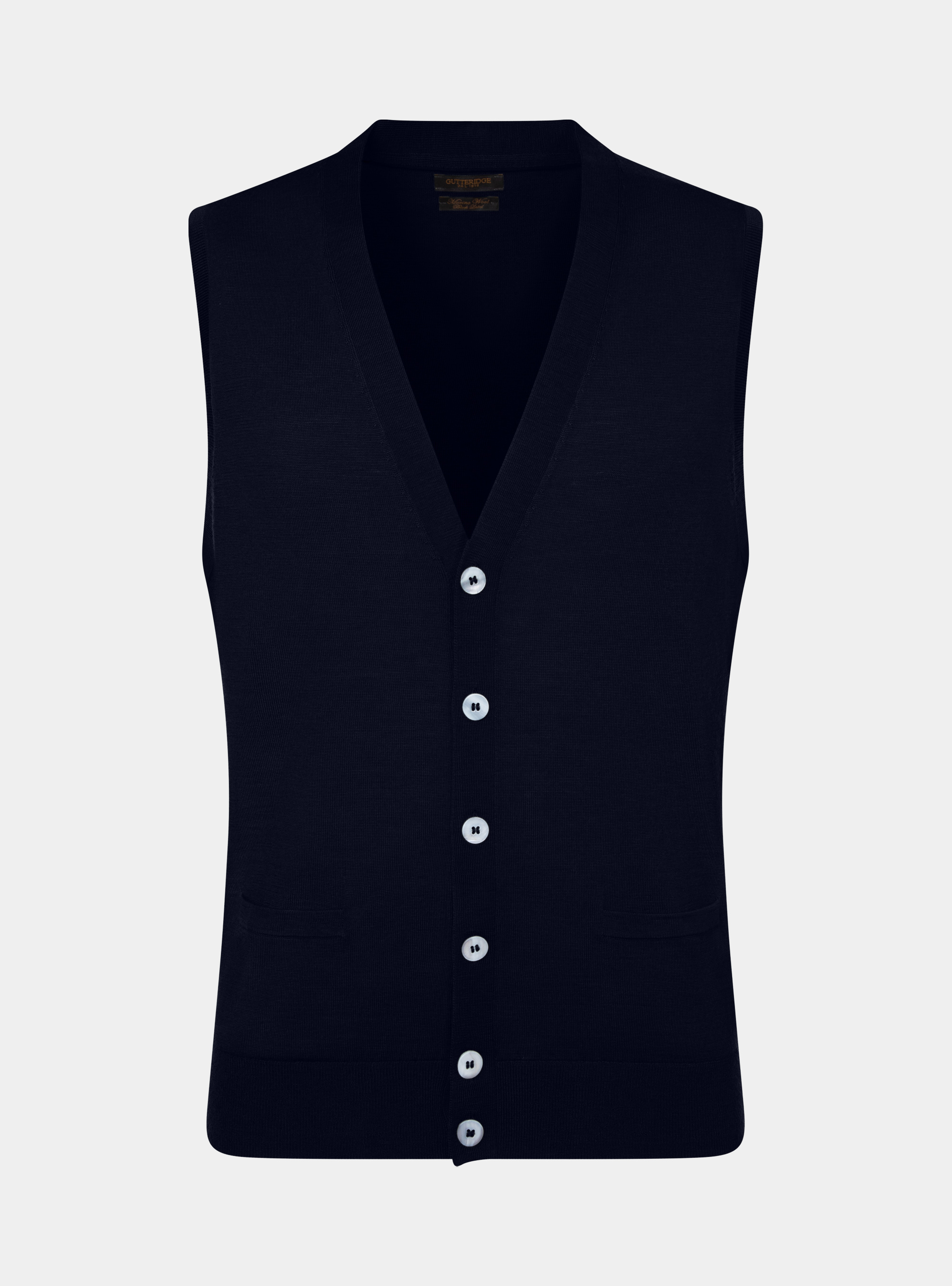 Gilet in maglia in pura lana merino, BLU NAVY
