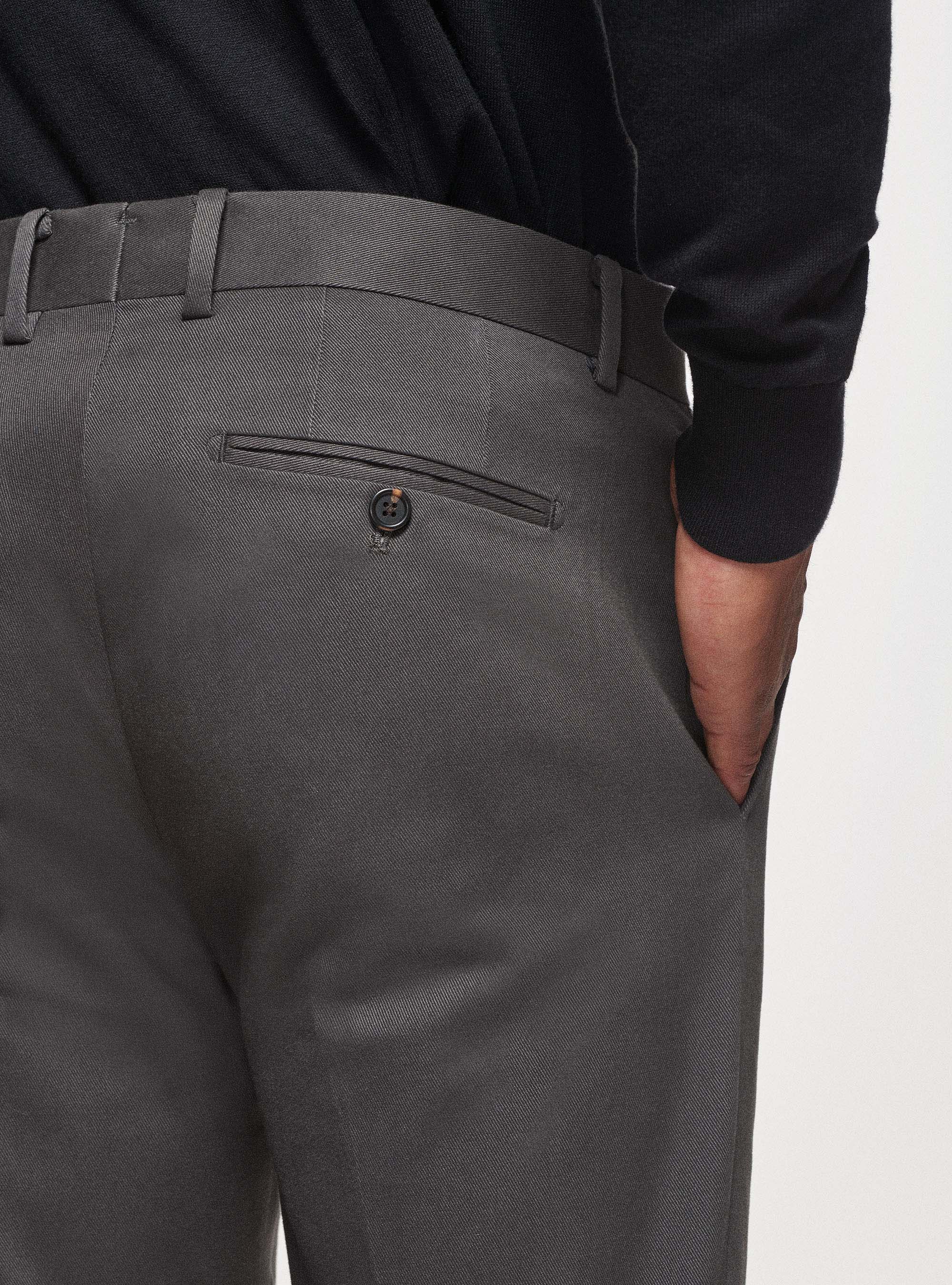 Pantaloni in cotone smerigliato, ASFALTO