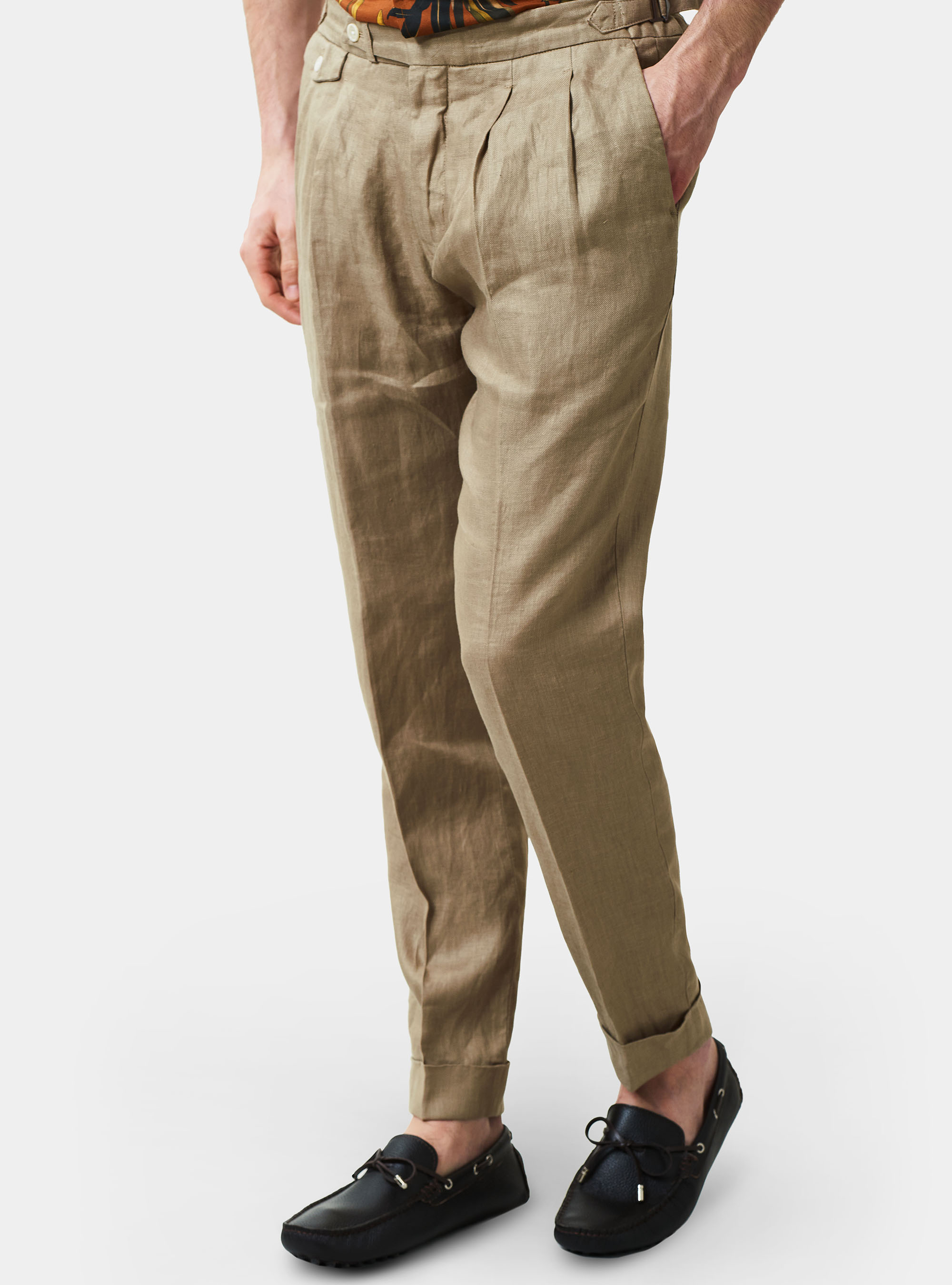 Pantalones de lino con doble pinza, BARRO