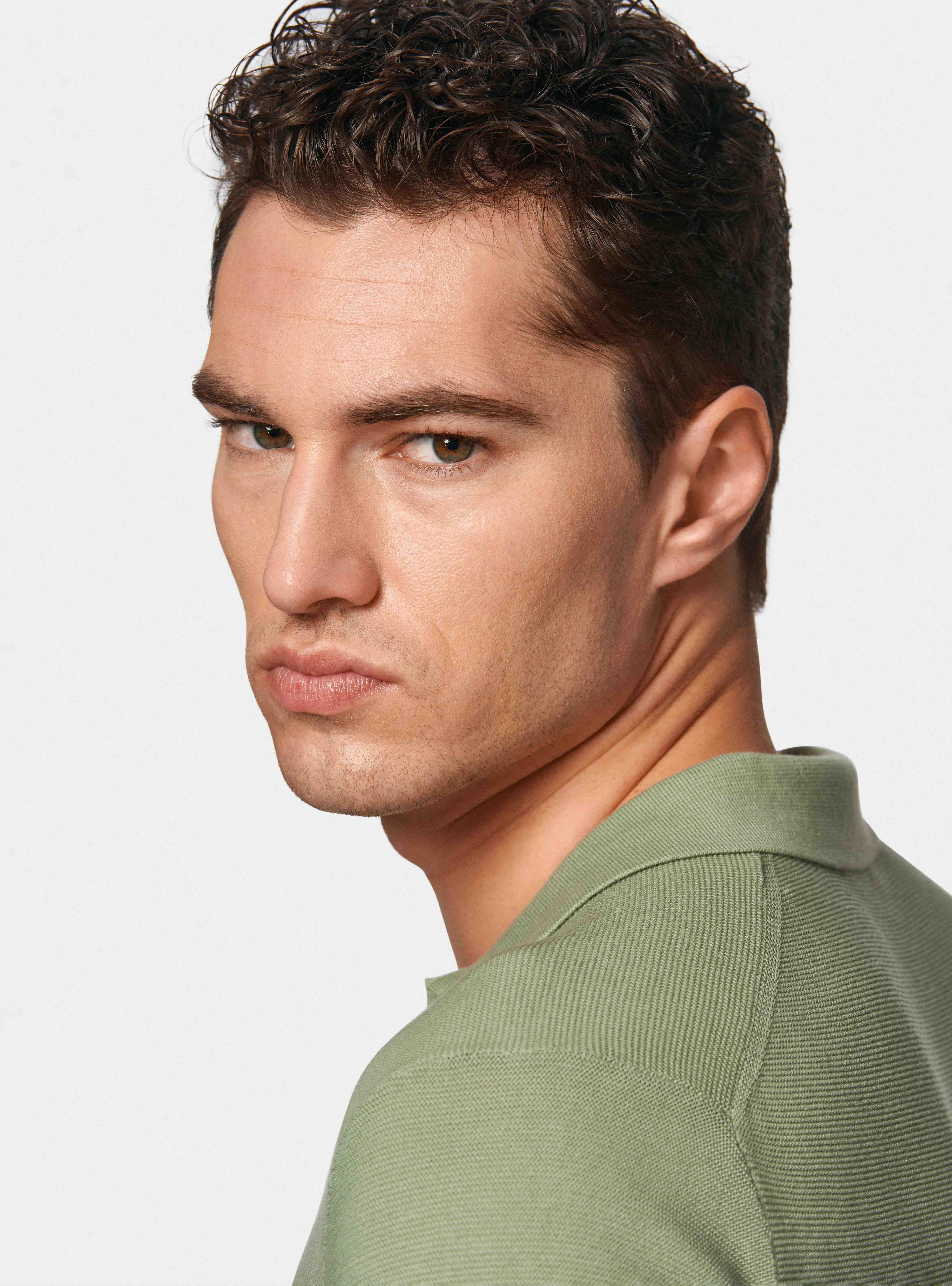 Polo in maglia links in cotone extrafine, SALVIA 0602C