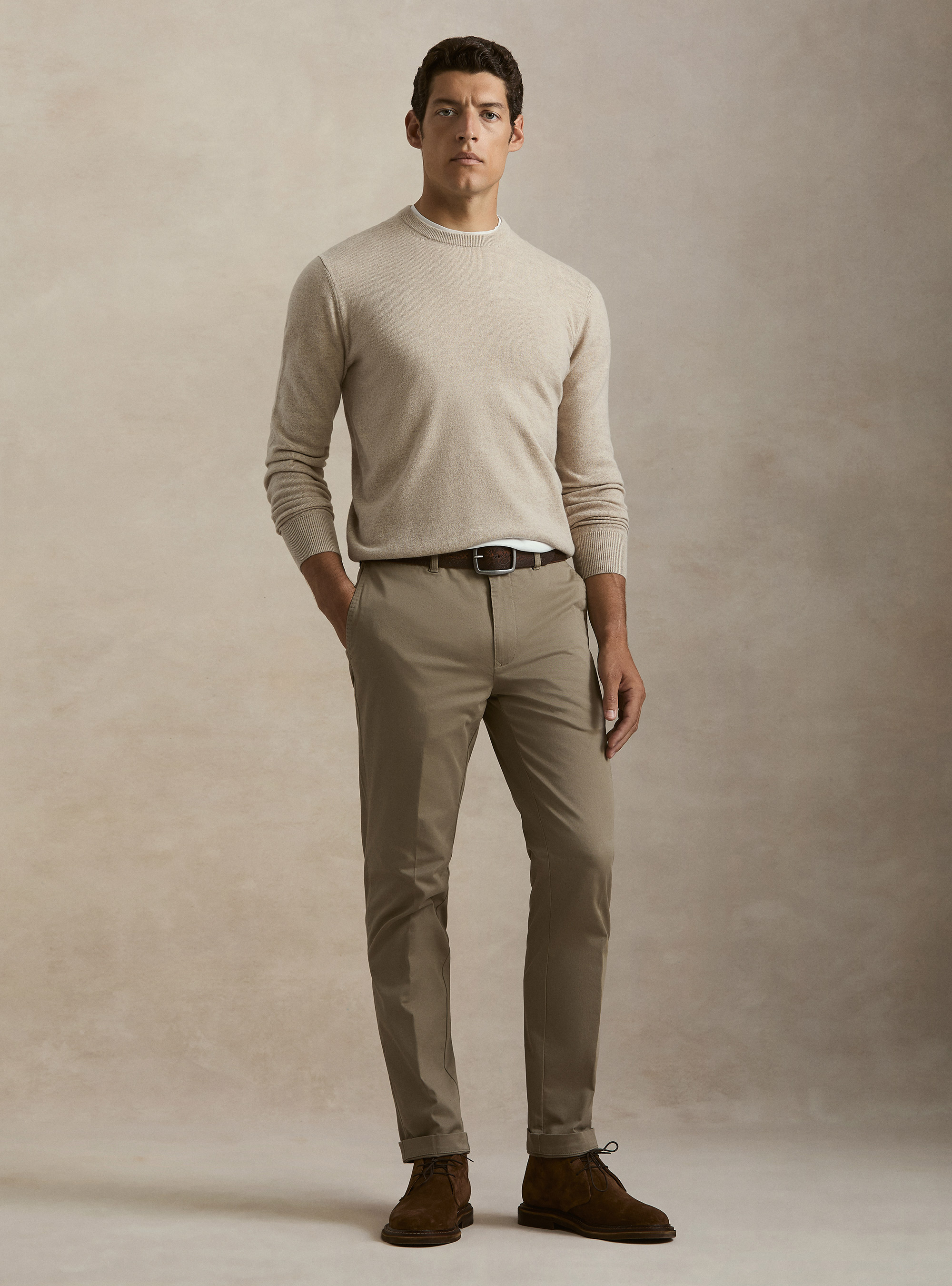 Girocollo in maglia in lambswool cashmere, ECRU