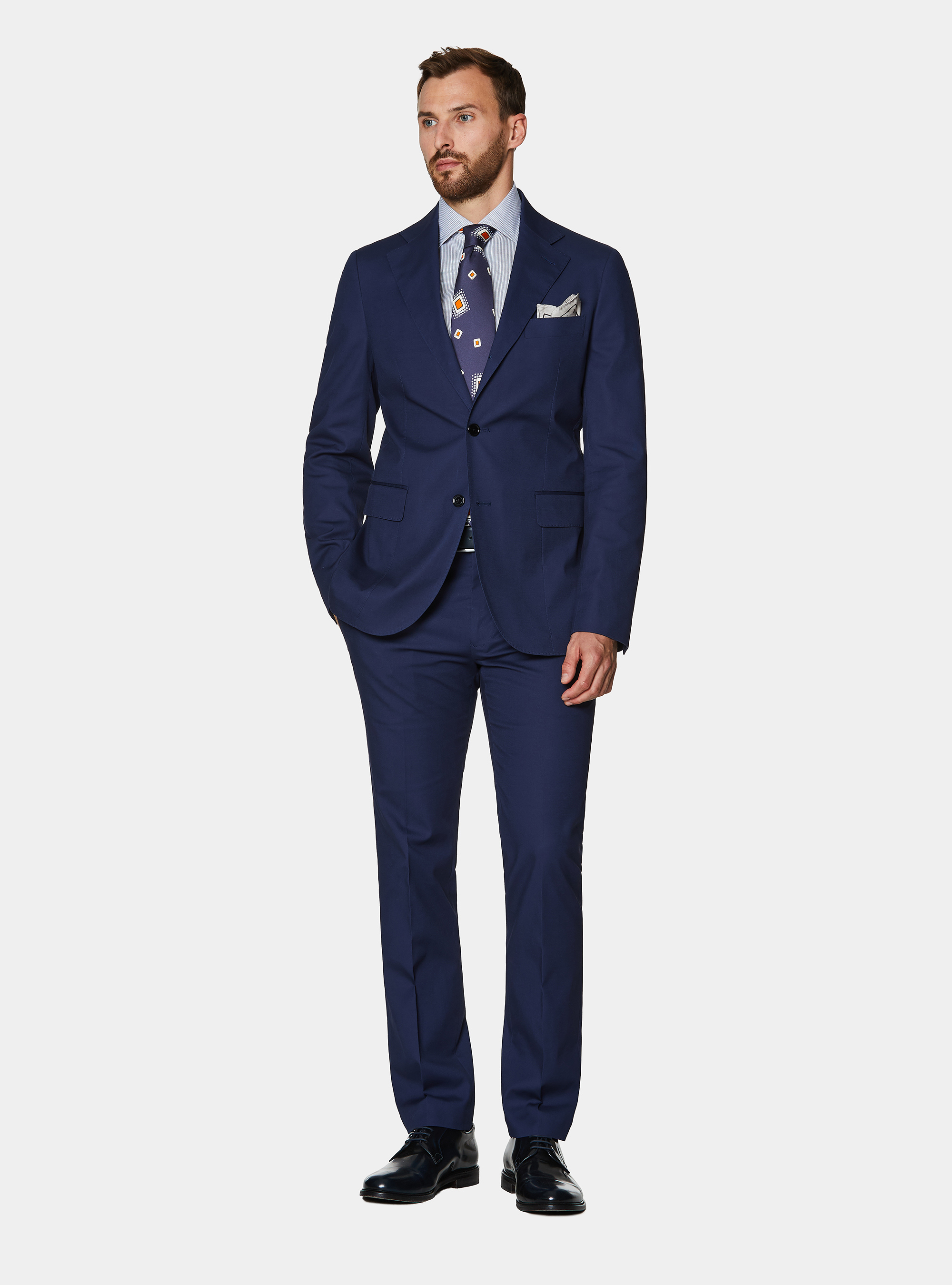 Cotton suit blazer, BLUE