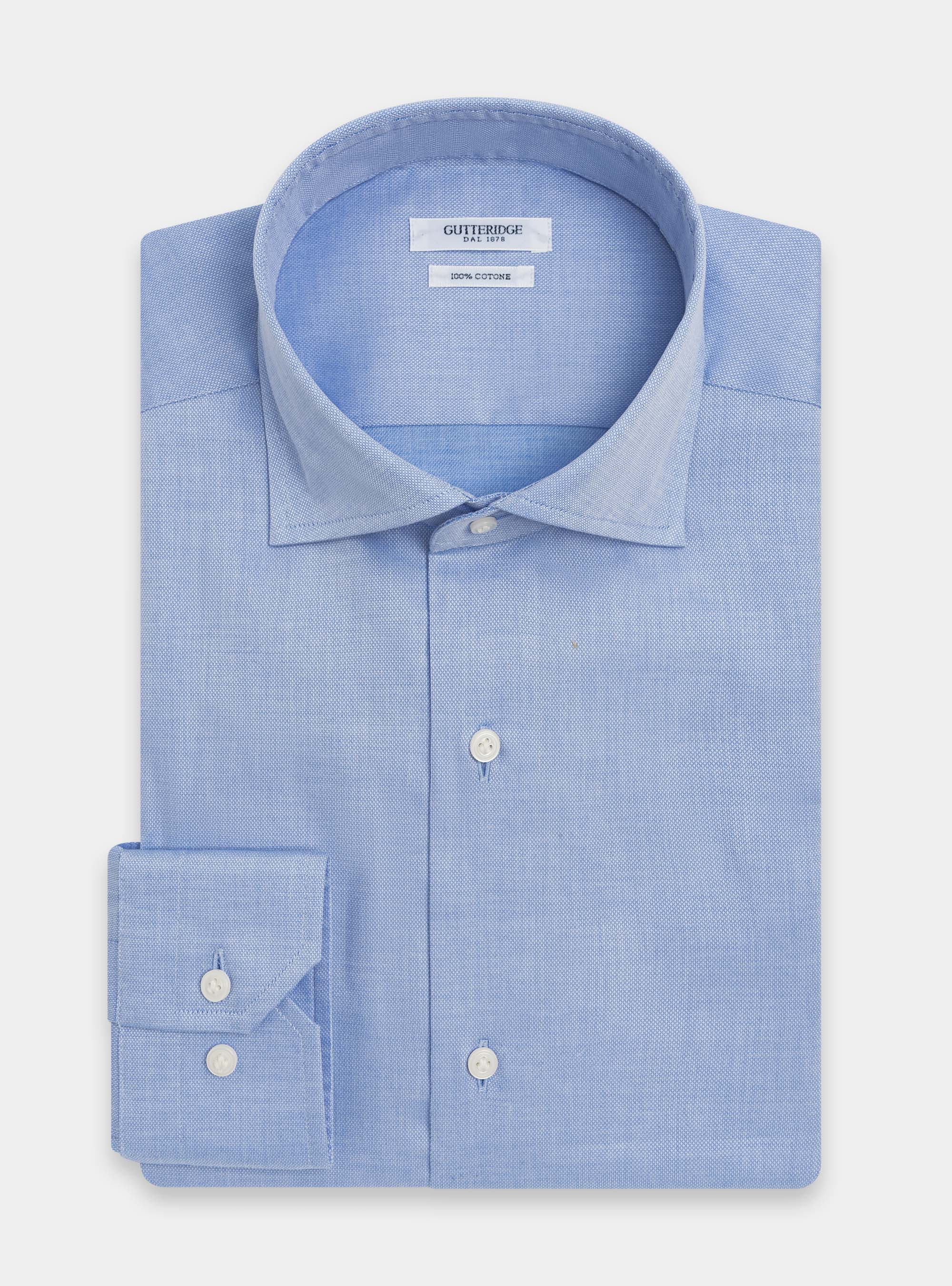 Camicia in puro cotone operato, AZZURRO