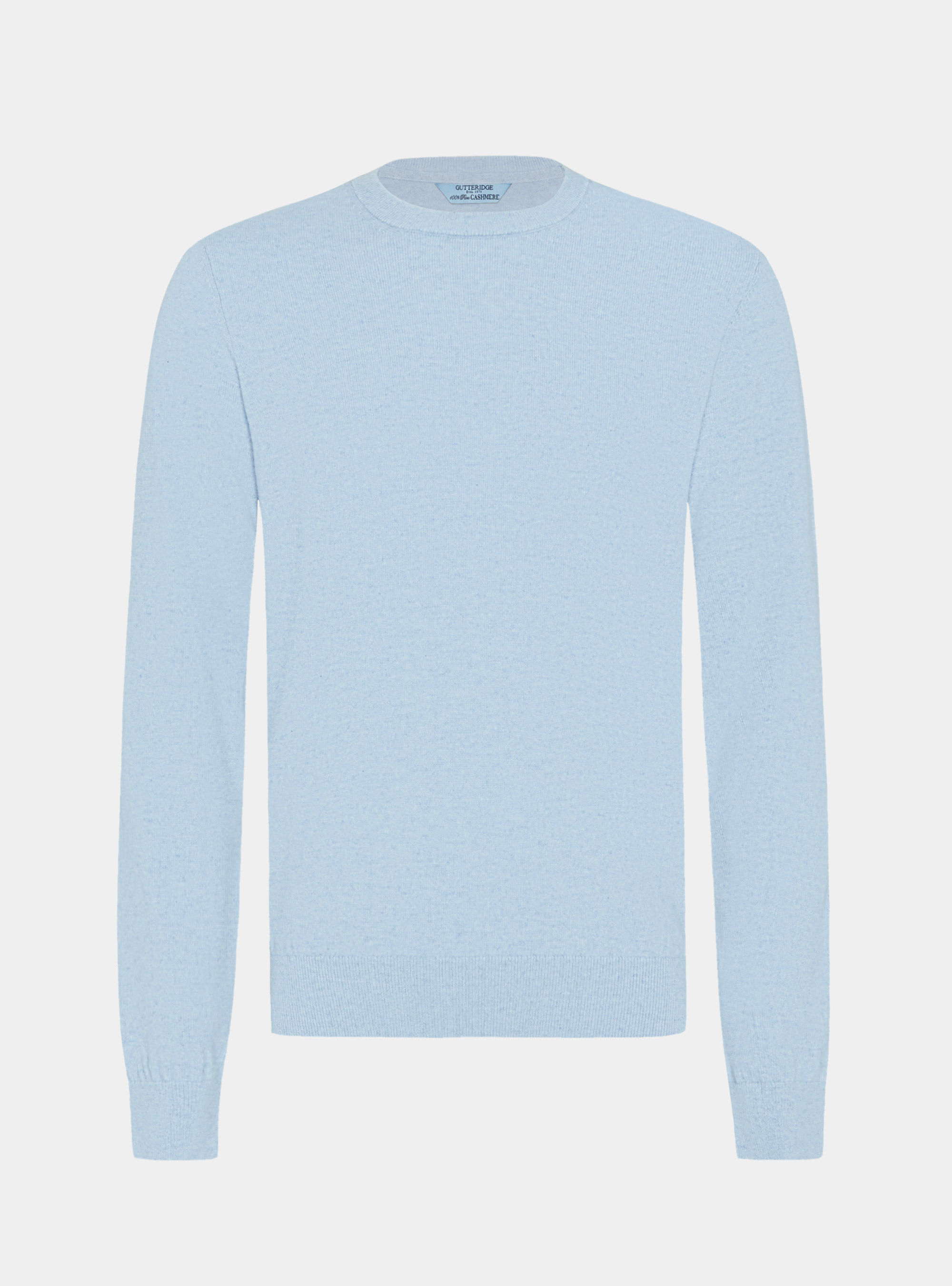 Maglia girocollo in 100% cashmere, 0266C AZZURRO