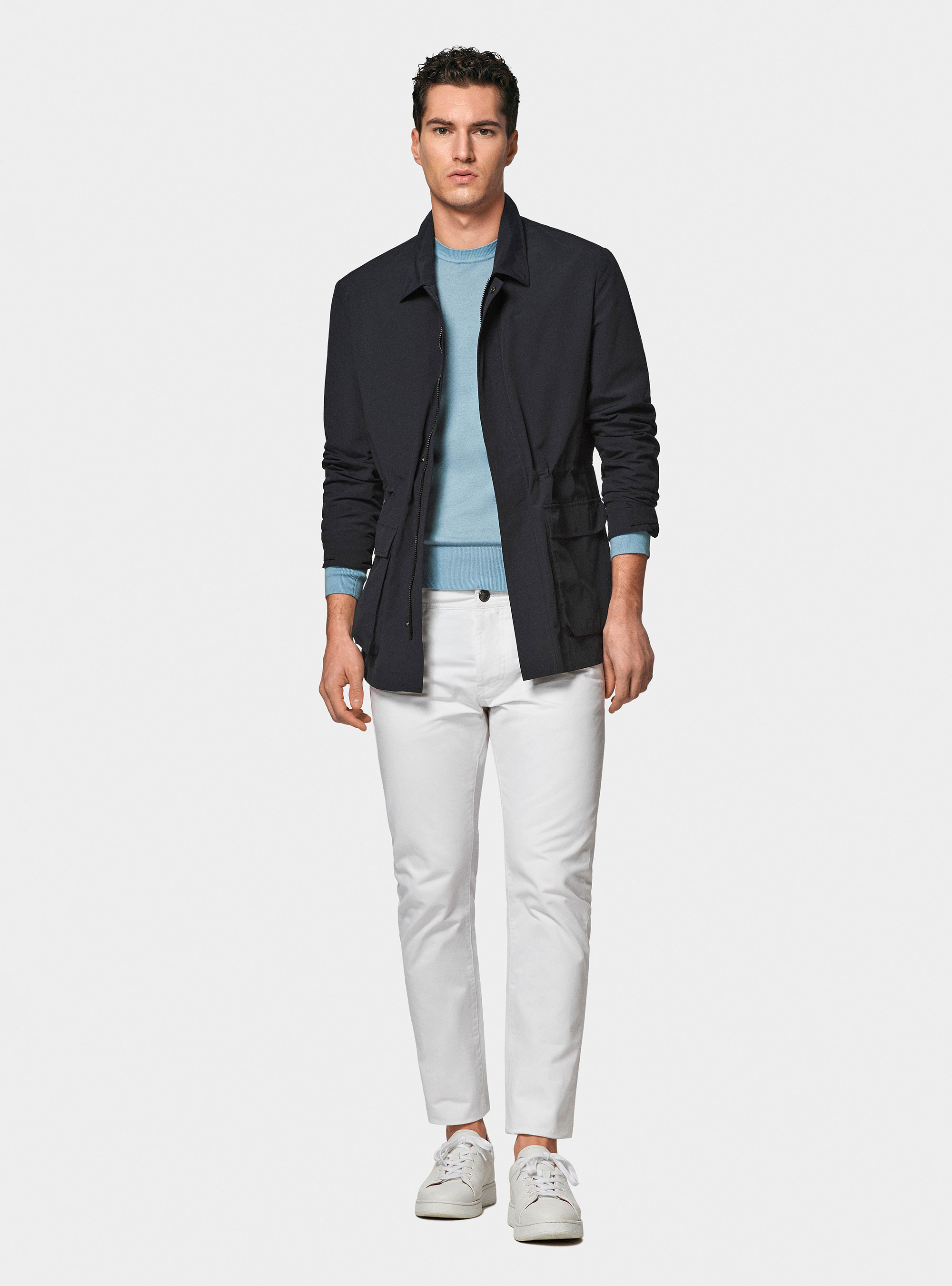 Field jacket in misto cotone nylon, BLU NAVY