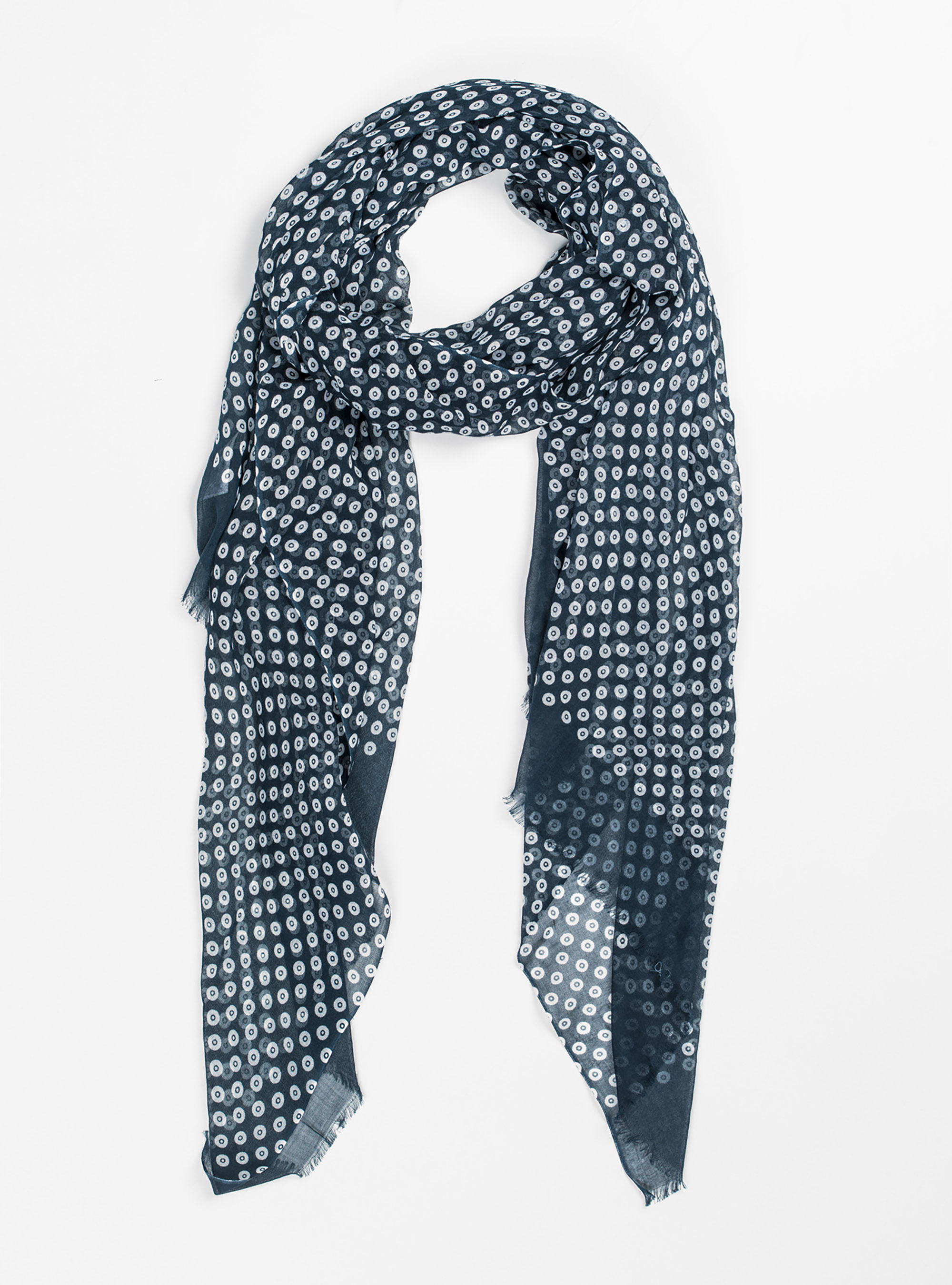 Sciarpa cotone fantasia cerchi, BLU NAVY