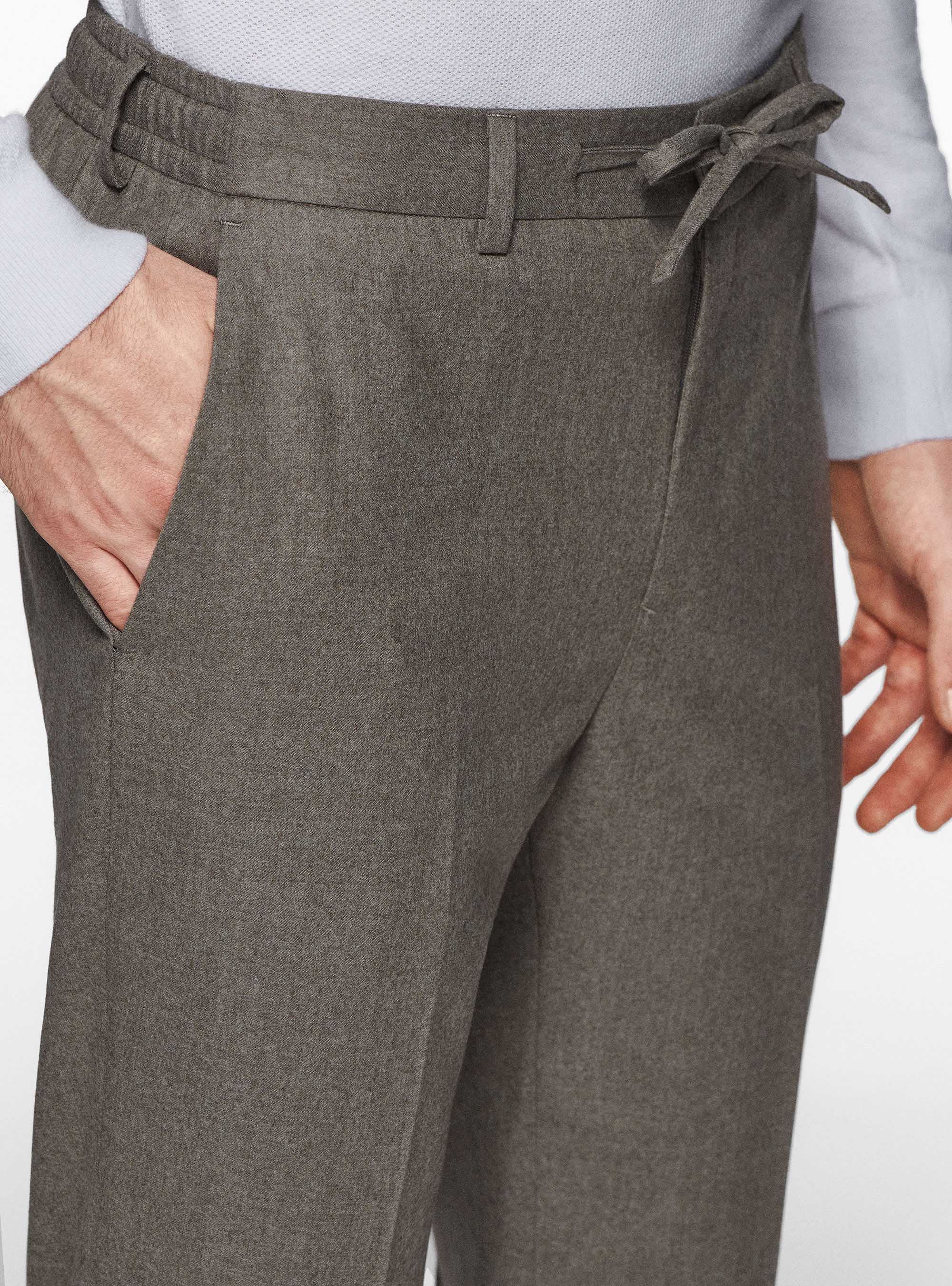 Pantaloni con coulisse in flanella Vitale Barberis Canonico, SABBIA