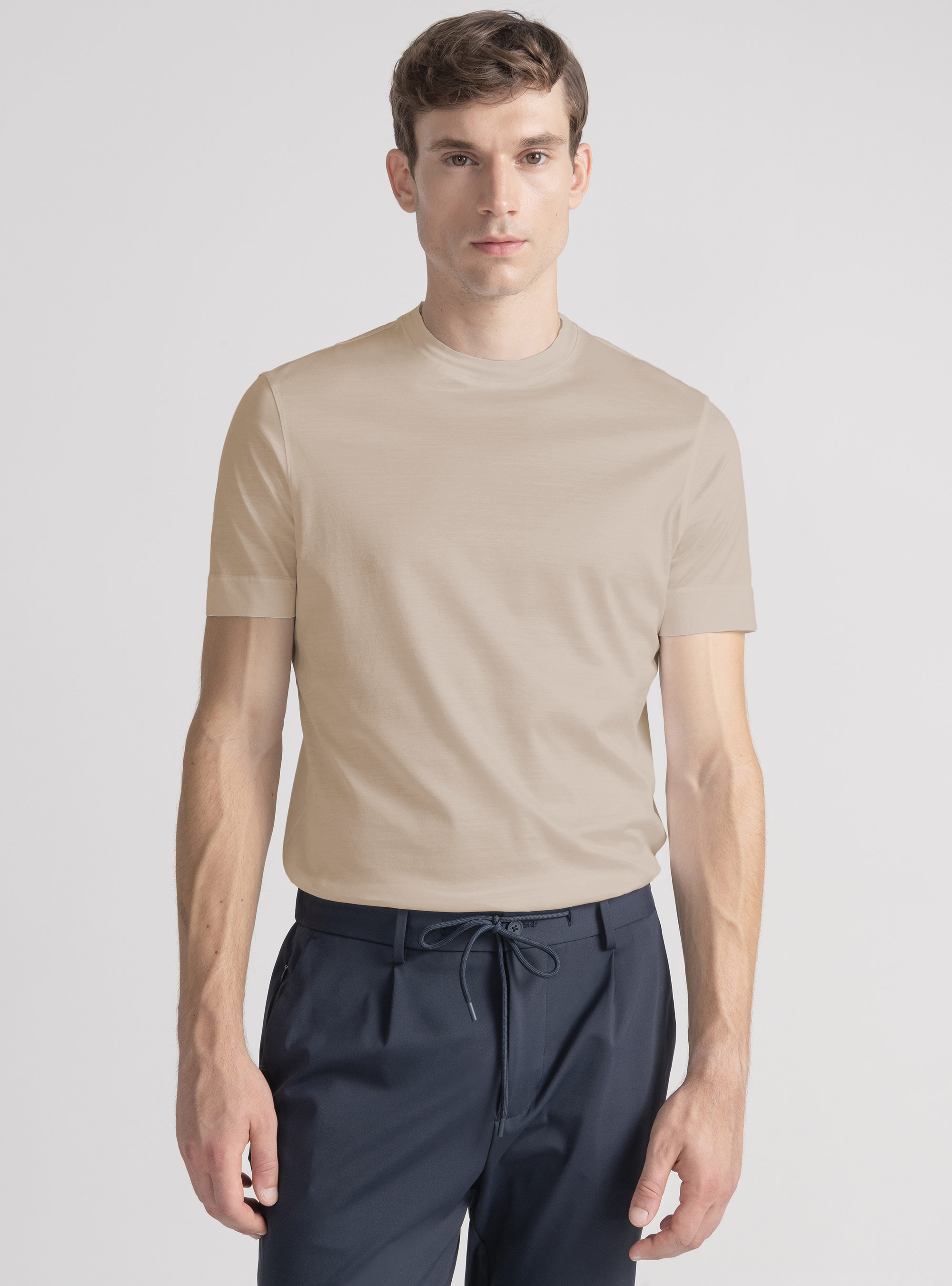 T-shirt mezza manica in filo di Scozia, SABBIA