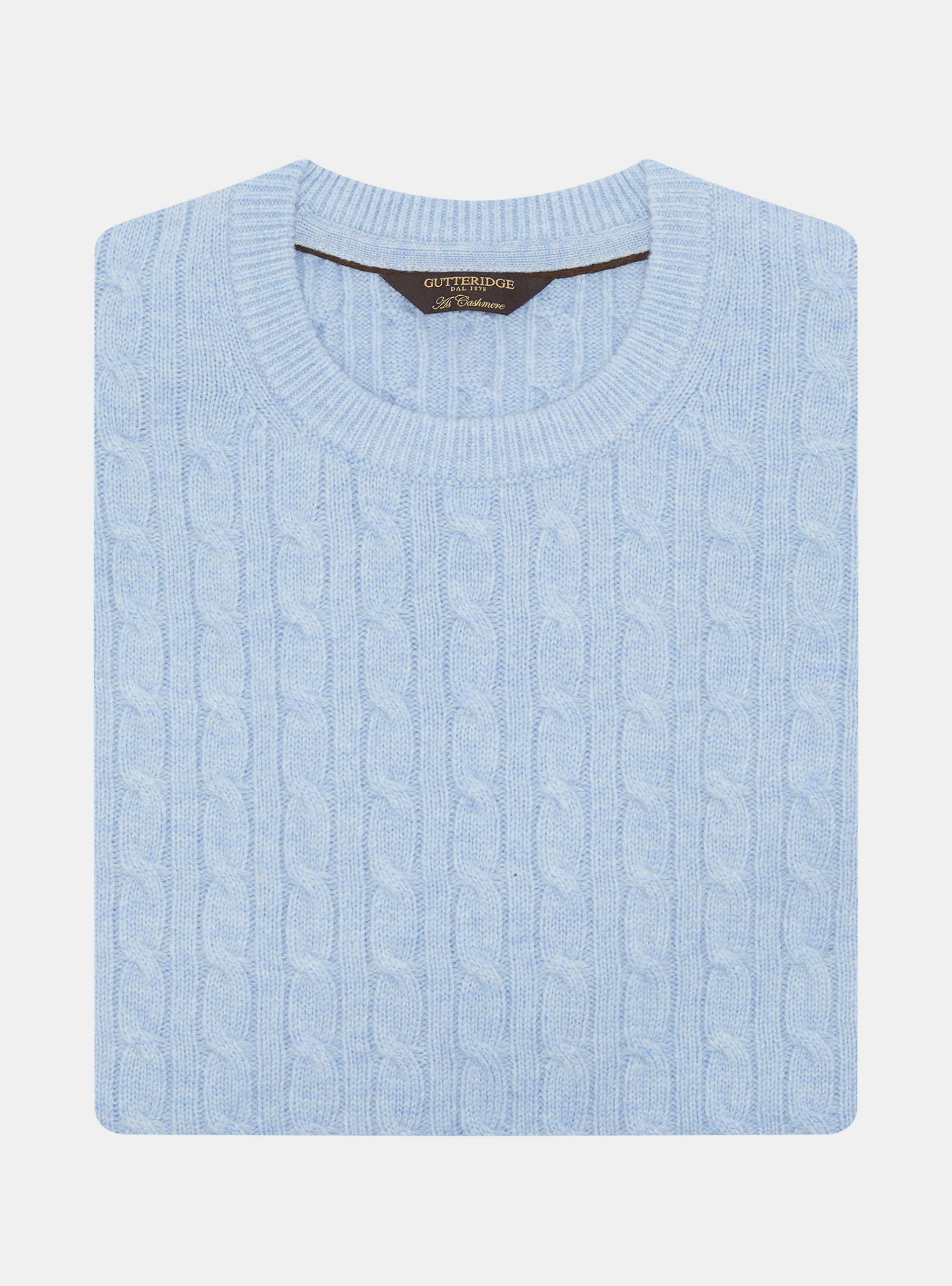 Crew-neck sweater with wool and cashmere braid, AZZURRO POLVERE 0283C