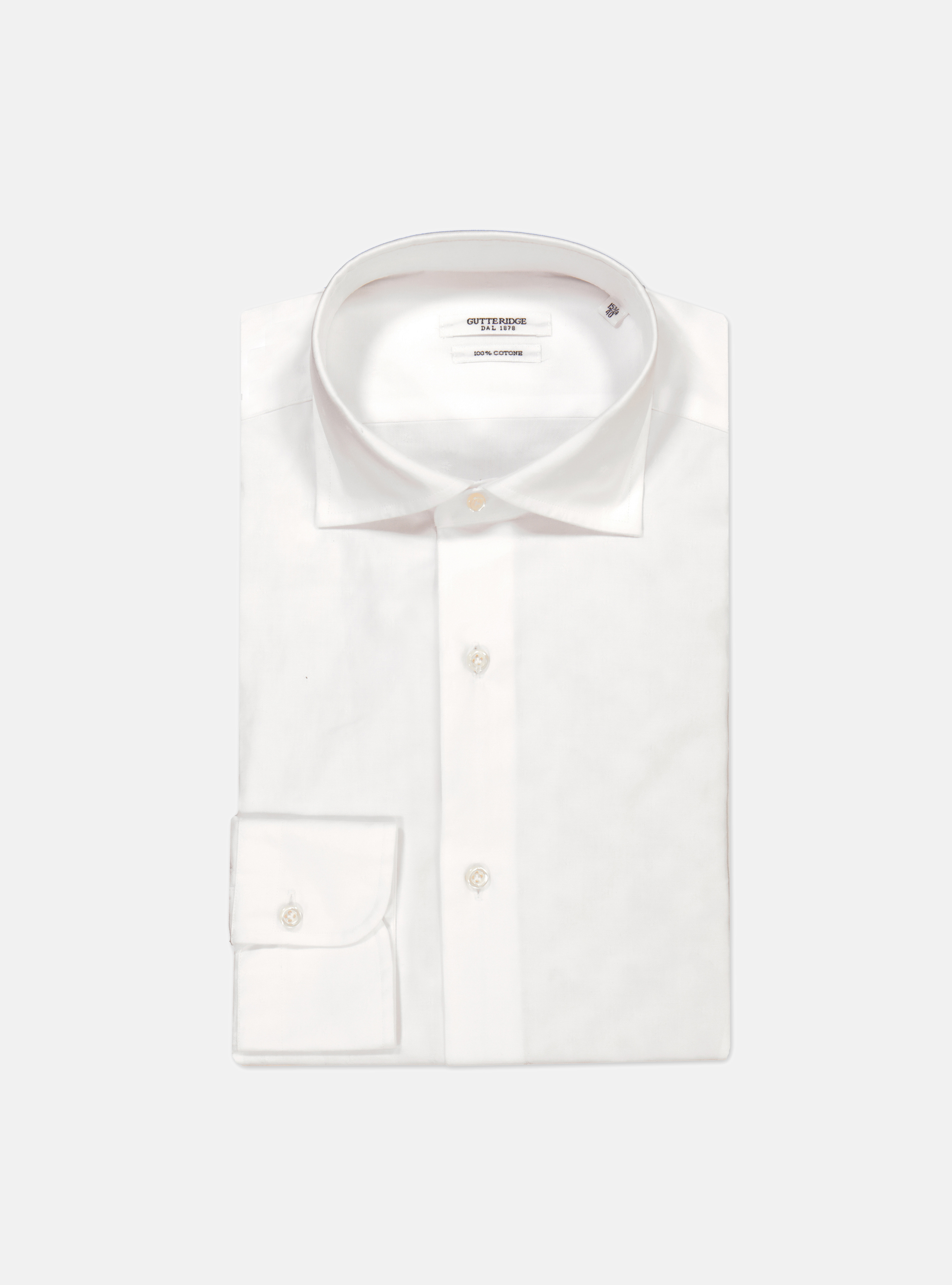 TEXTURED COTTON SHIRT WITH SMALL FRENCH COLLAR, WHITE