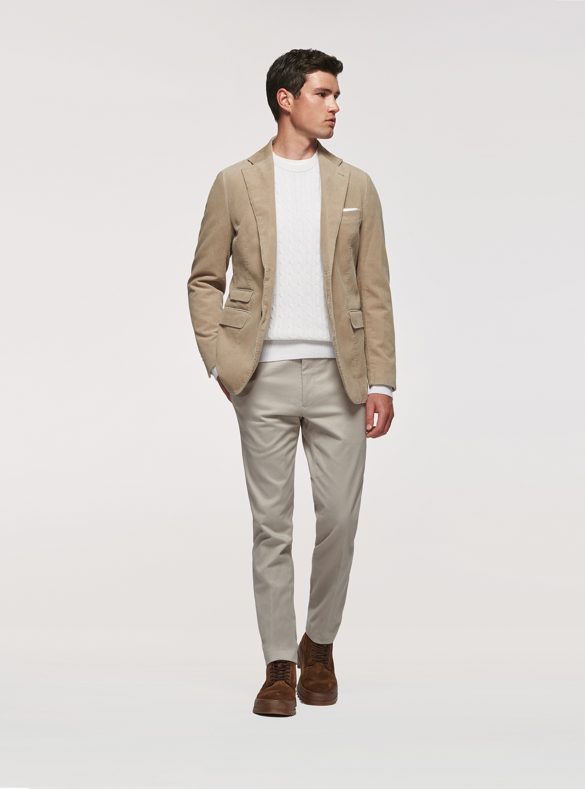 Pantaloni in cotone smerigliato, ECRU