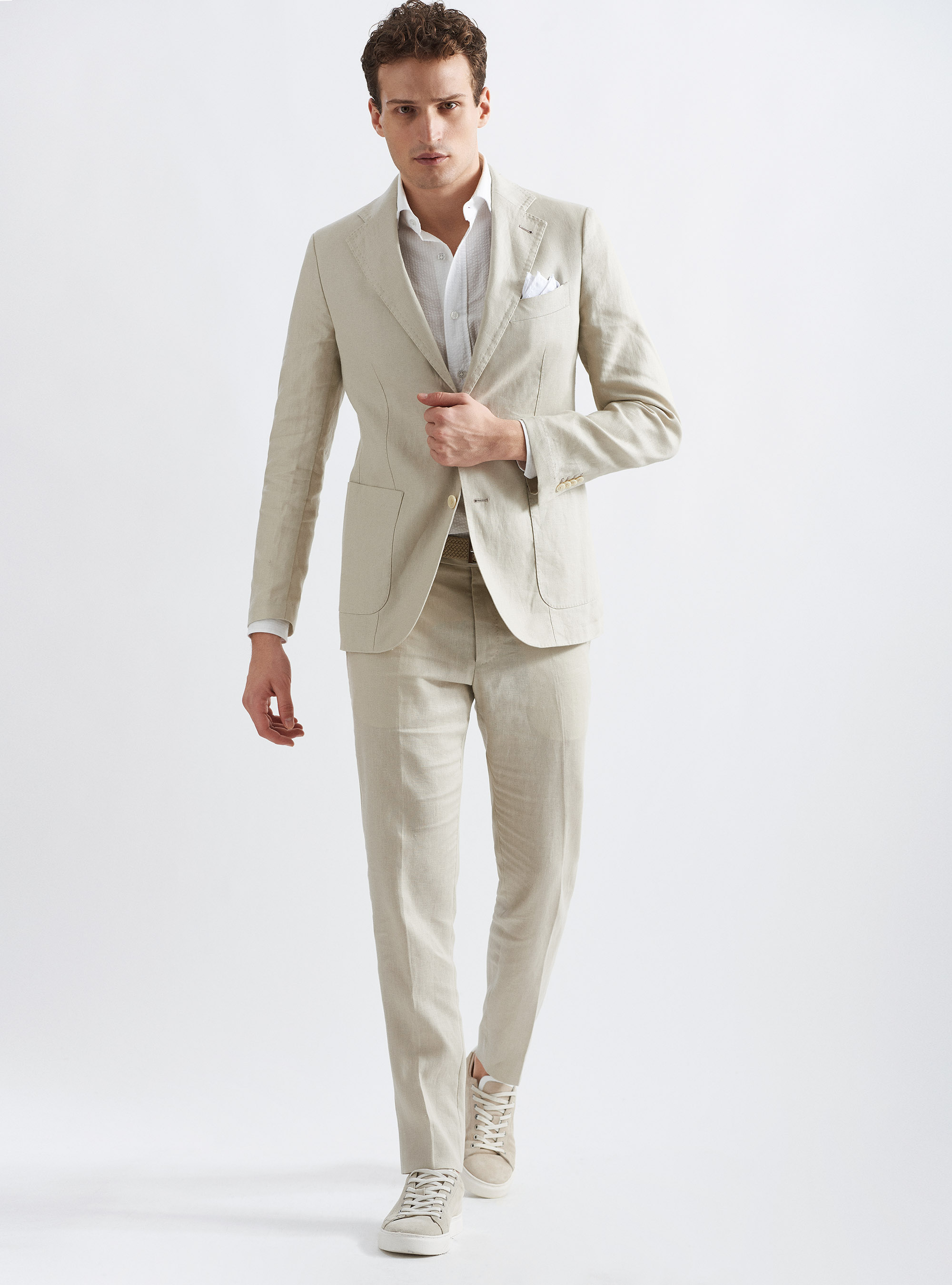 Americana de traje de lino puro, CRUDO