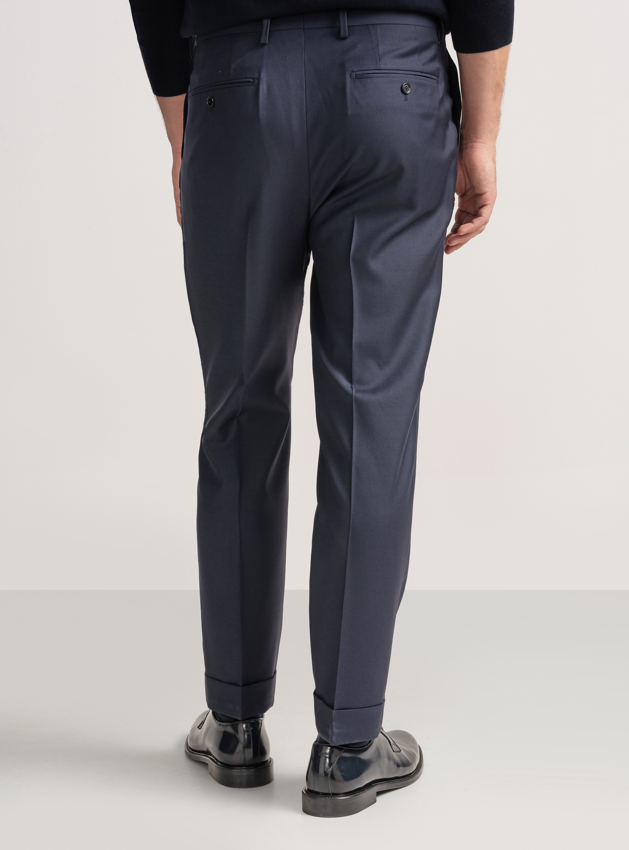 Pantaloni con pince in lana Vitale Barberis Canonico, BLU NAVY